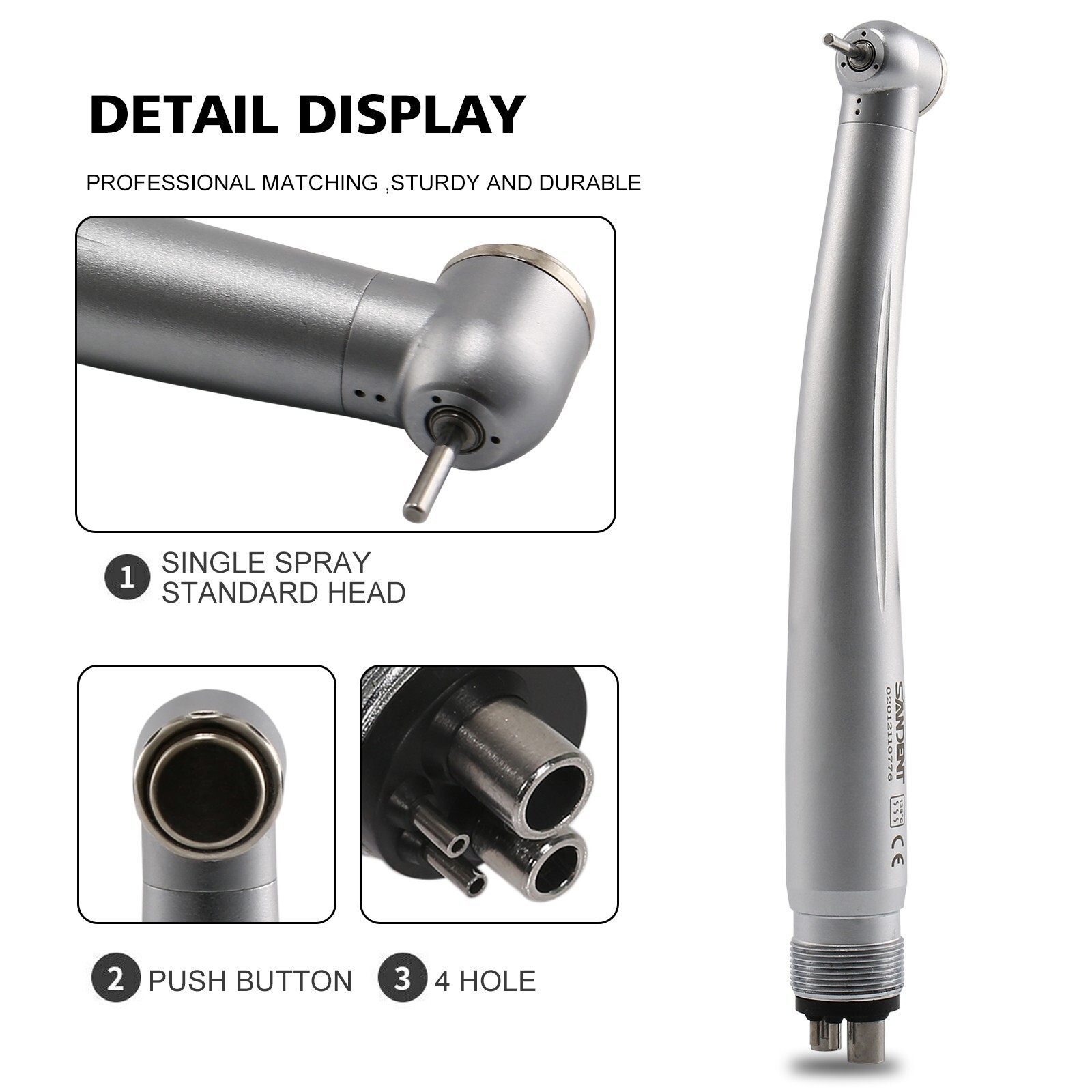 10 SANDENT NSK Style Dental High Speed Handpiece Push Button Standard Head 4Hole