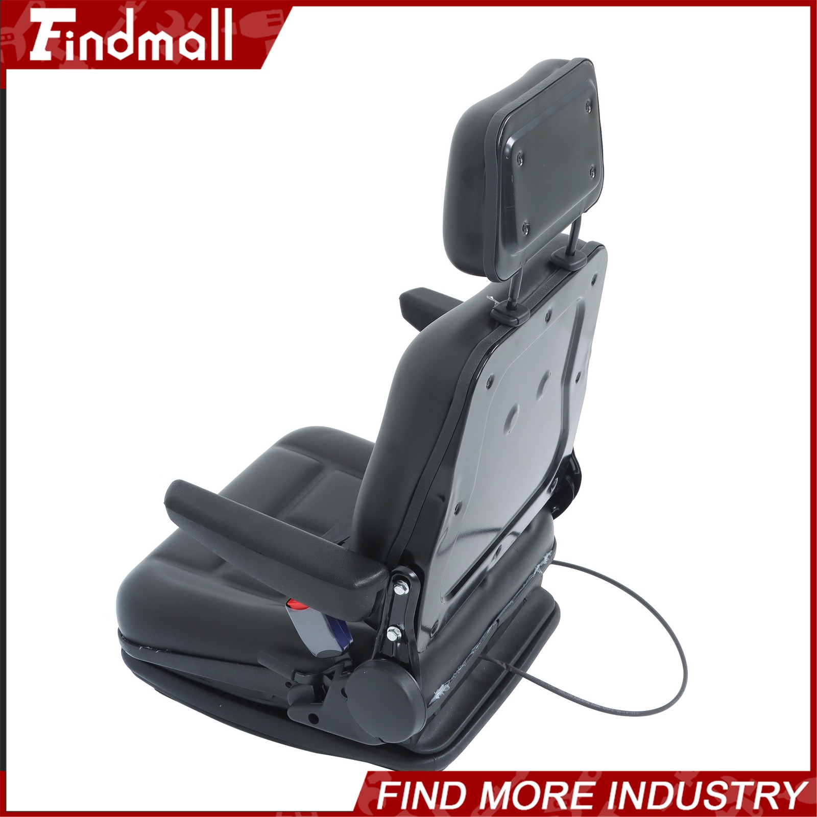 FindmallForklift Tractor Seat Suspension Adjustable Backrest Armrest Safety Belt