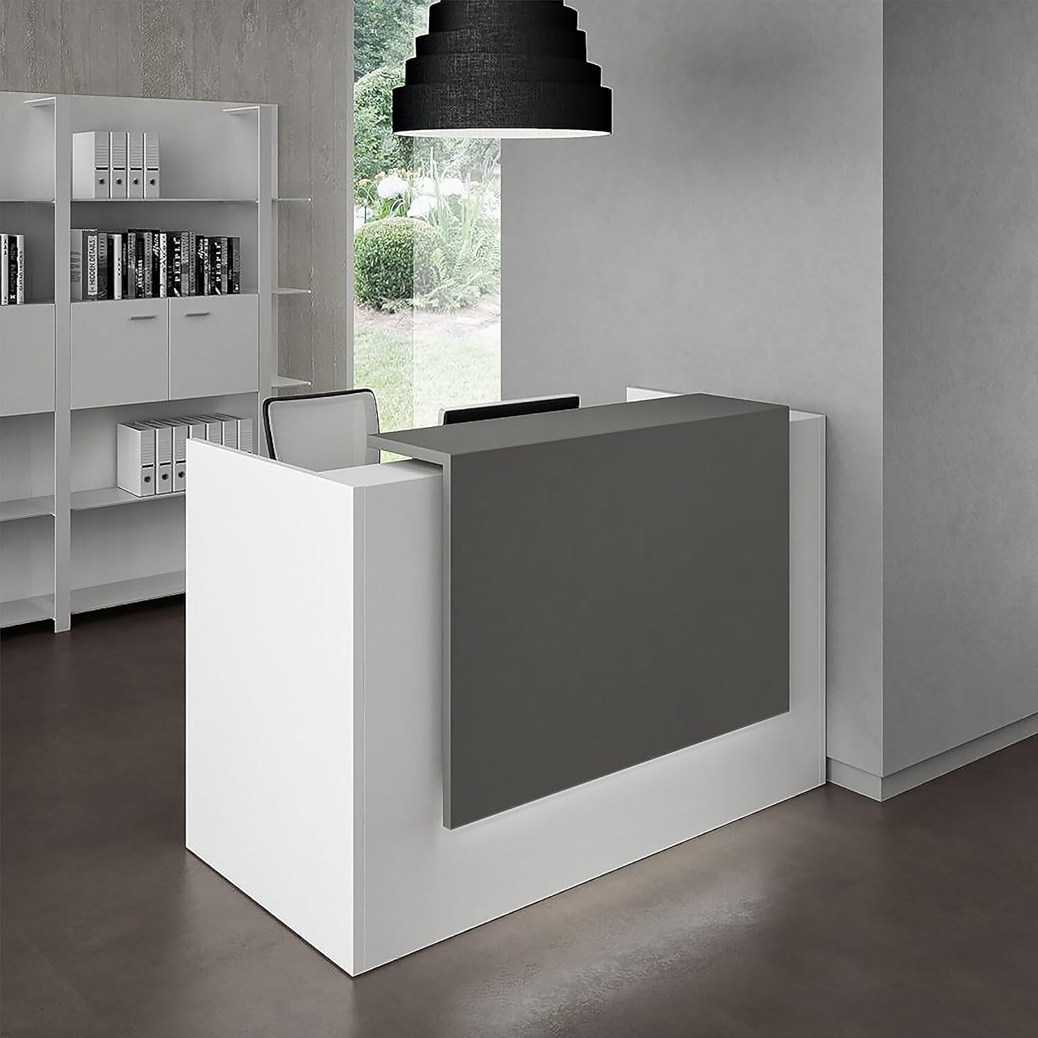 53″ Modern Reception Desk, Transaction Counter Top Laminate Standing Front Table