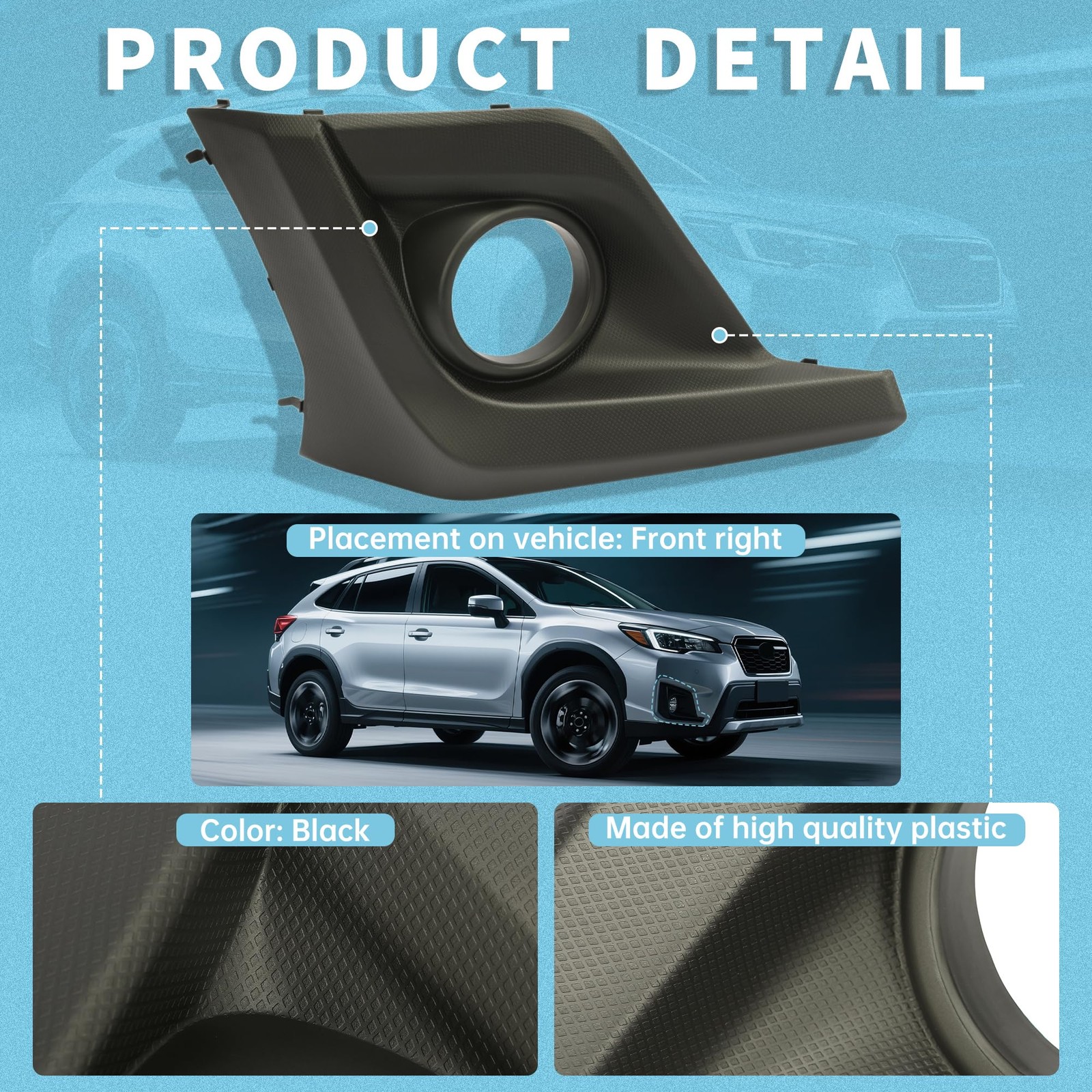 Kojem Right Fog Light Bezel Compatible 2018-2020 Subaru Crosstrek Replacement