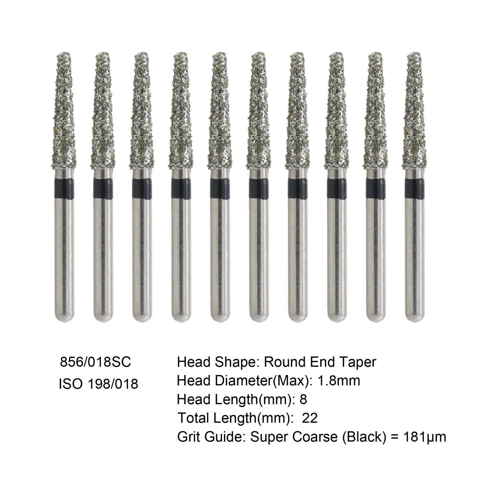 Dental Diamond Burs FG Round End Taper Super Coarse Fine Grit High Speed 856 850
