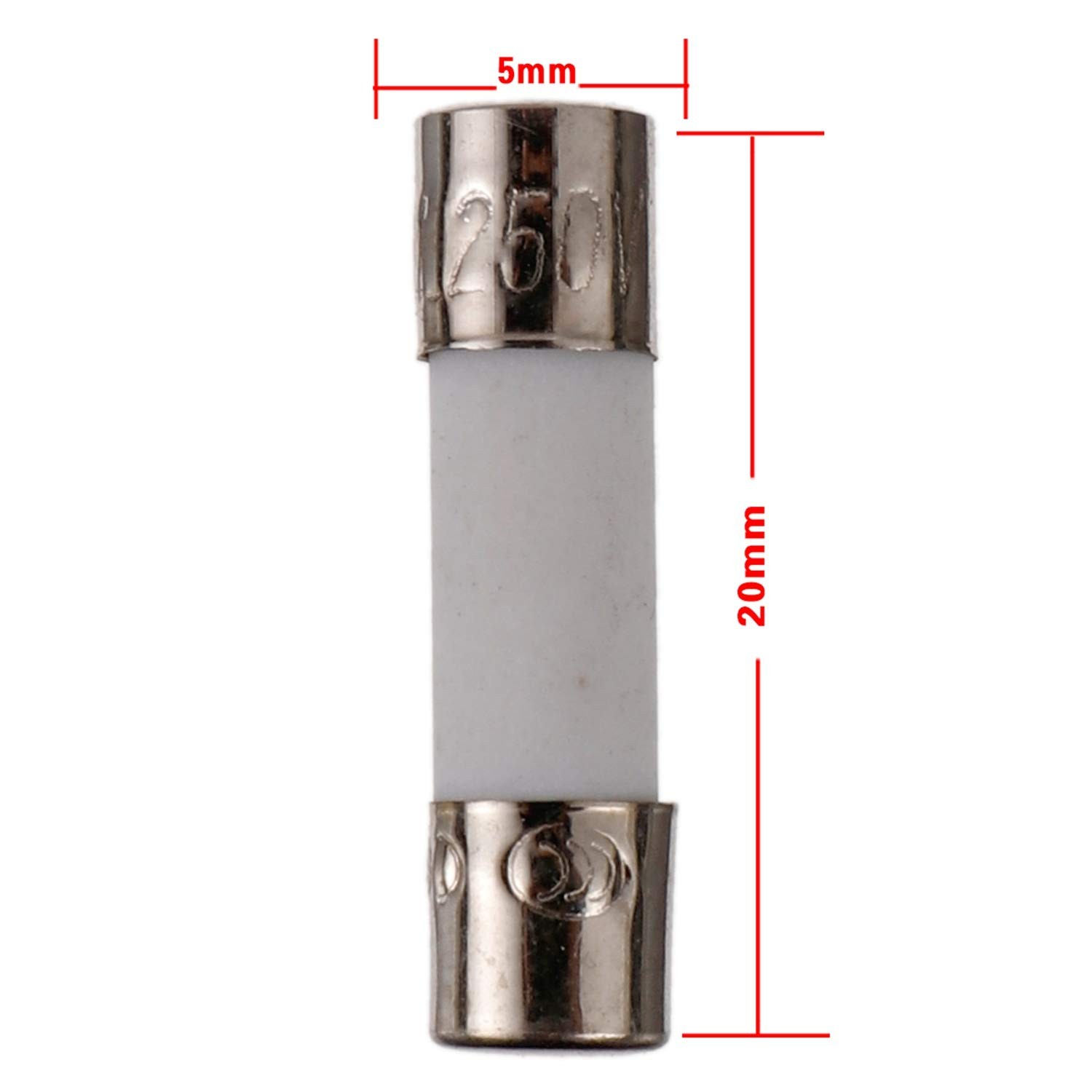 BOJACK T5AH250V 5x20mm 5A 250V Slow-Blow Ceramic Fuses 5 amp 250 Volt