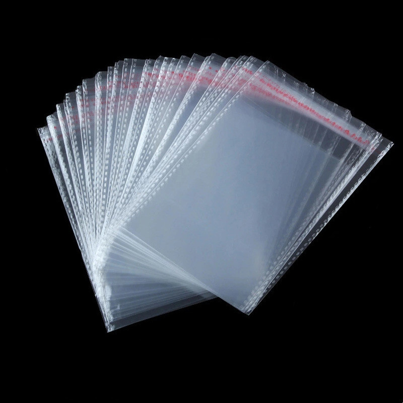 100pcs Resealable Poly Bags Plastic Transparent OPP Cello Bag Self Adhesive Seal