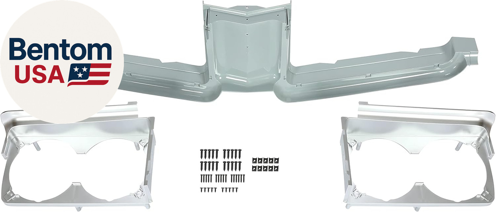 Grille Center Stone Shield + Headlamp Housing Compatible with 1971-1972 Oldsmobi