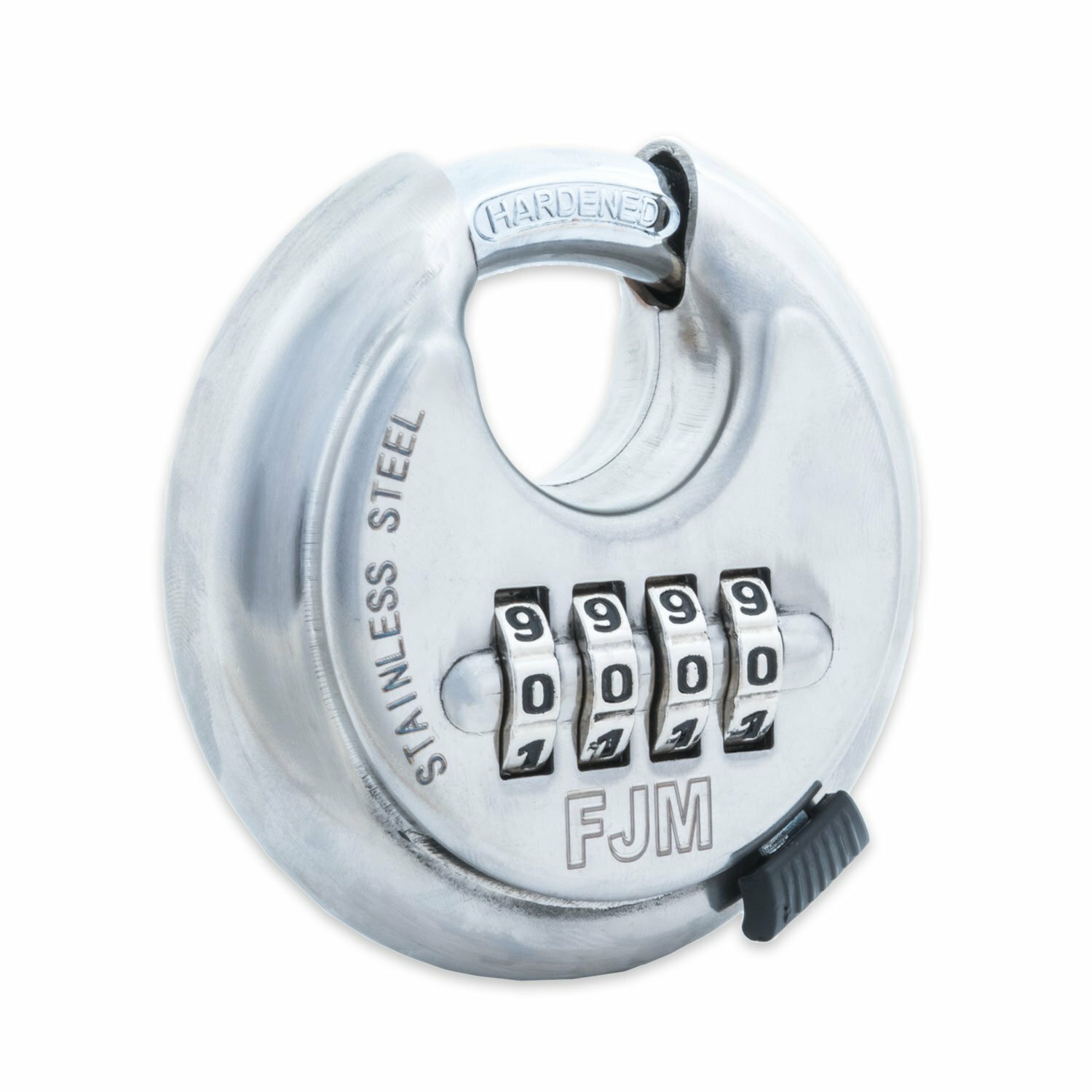 FJM SX790 Combination Disc Padlock Stainless Steel 4 Number Resettable No Keys
