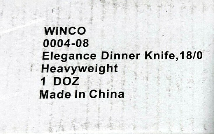 Winco Elegance Dinner Knife 18/0 Heavyweight 0004-08 (Box of 12)