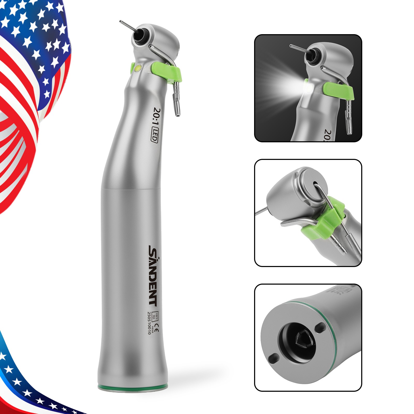 1-10*SANDENT 20:1 Implant Dental Contra Angle Handpiece LED E-generator Fit W H