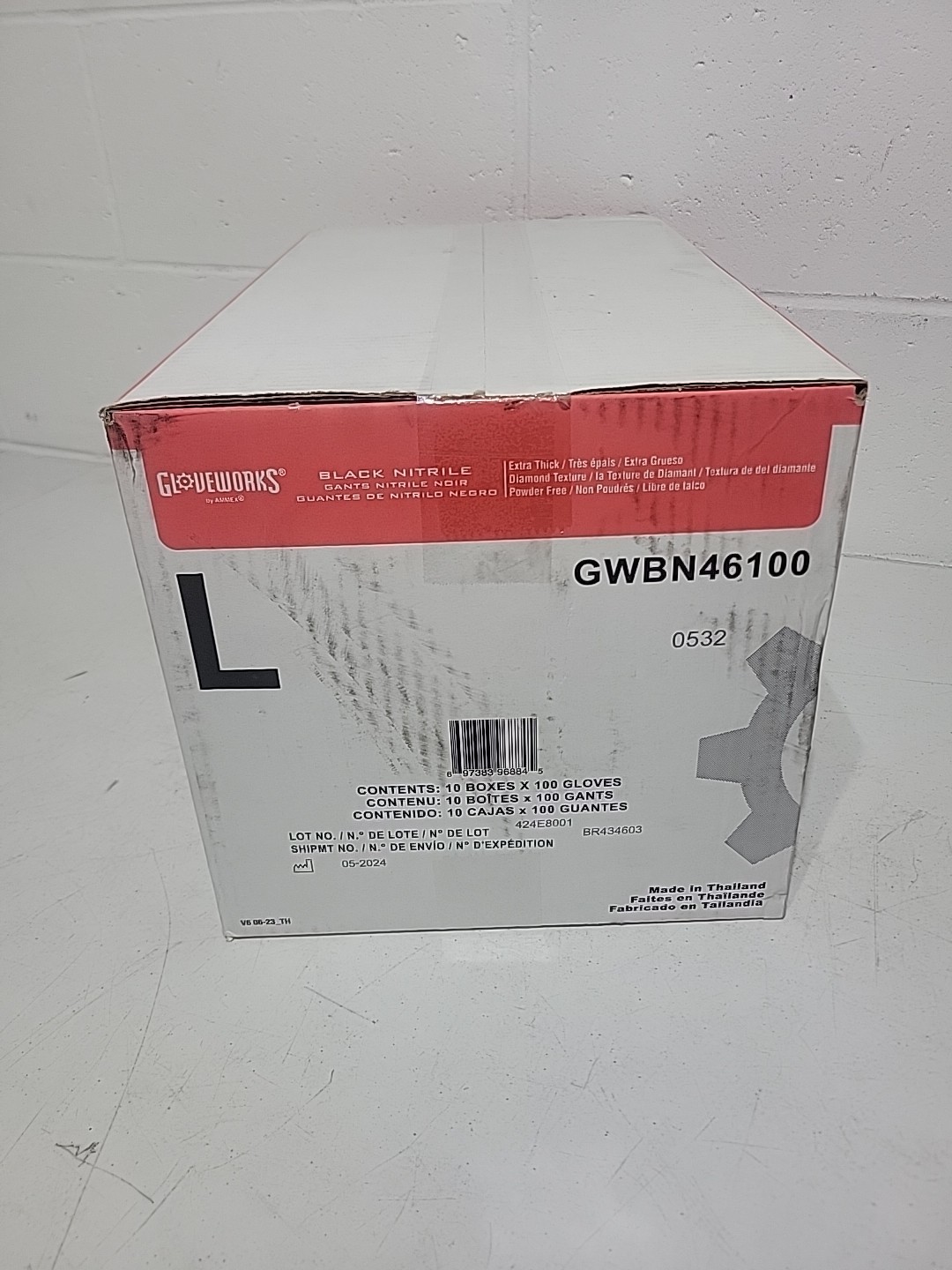 Box of 10 GLOVEWORKS Industrial Black Disposable Nitrile Gloves 6 Mil L Large