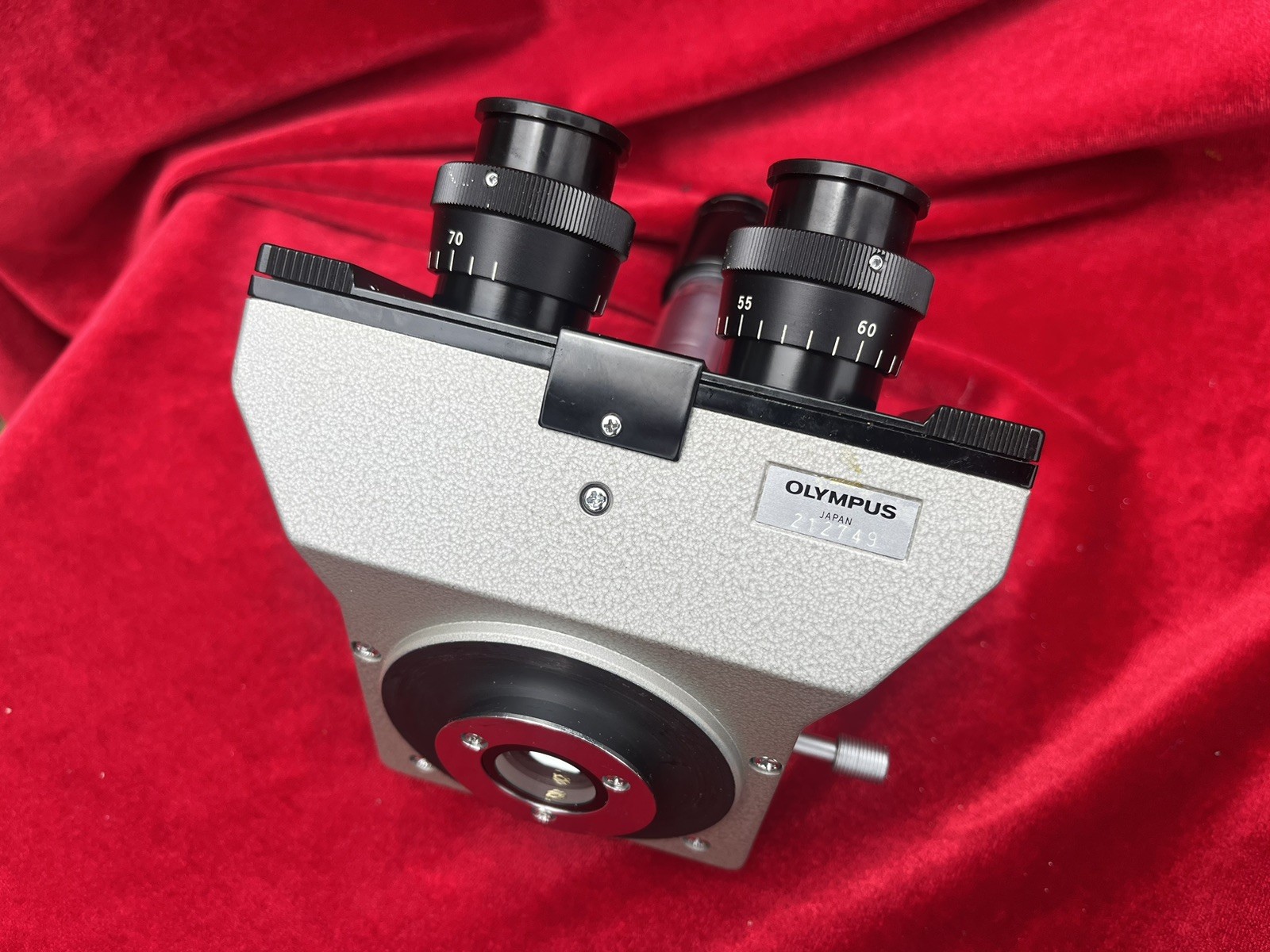 Olympus CH Trinocular Head for CH Series Microscopes — Silver Hammertone Vintage