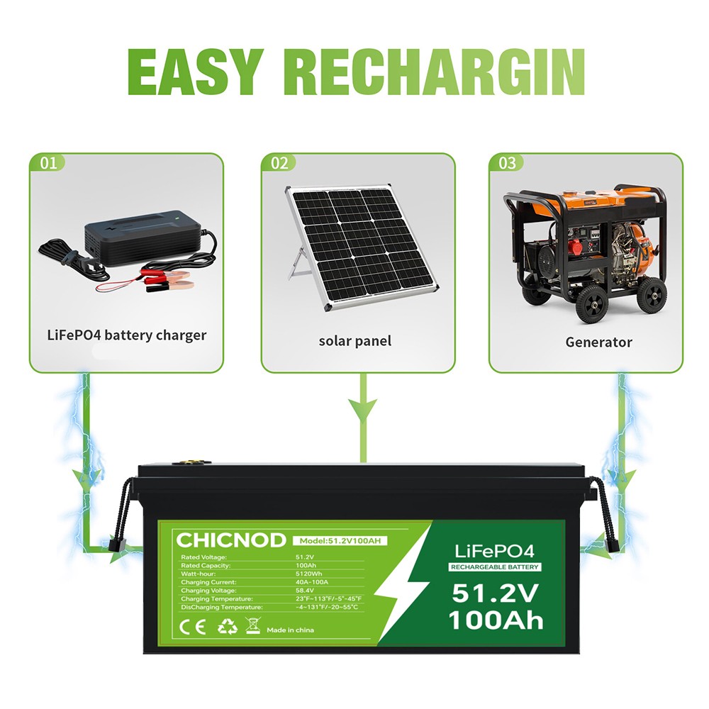 48V 100Ah LiFePO4 Lithium Battery Built-in BMS 15000 Deep Cycle For Golf Cart RV