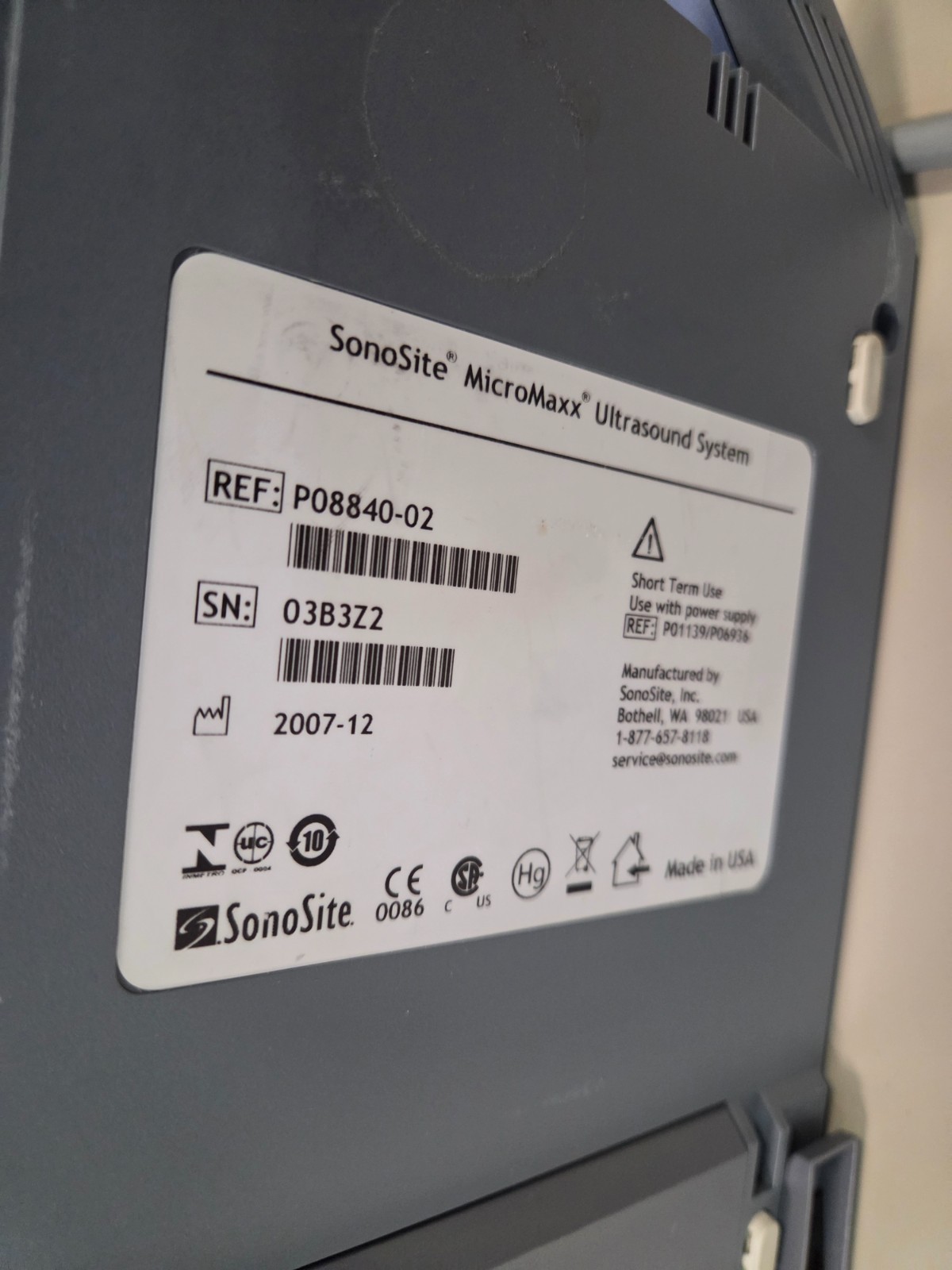 Sonosite Micromaxx Diagnostic Ultrasound System