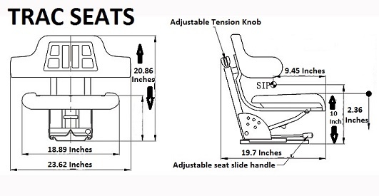 Black Tractor Suspension Seat Fits International Harvester 674 684 685