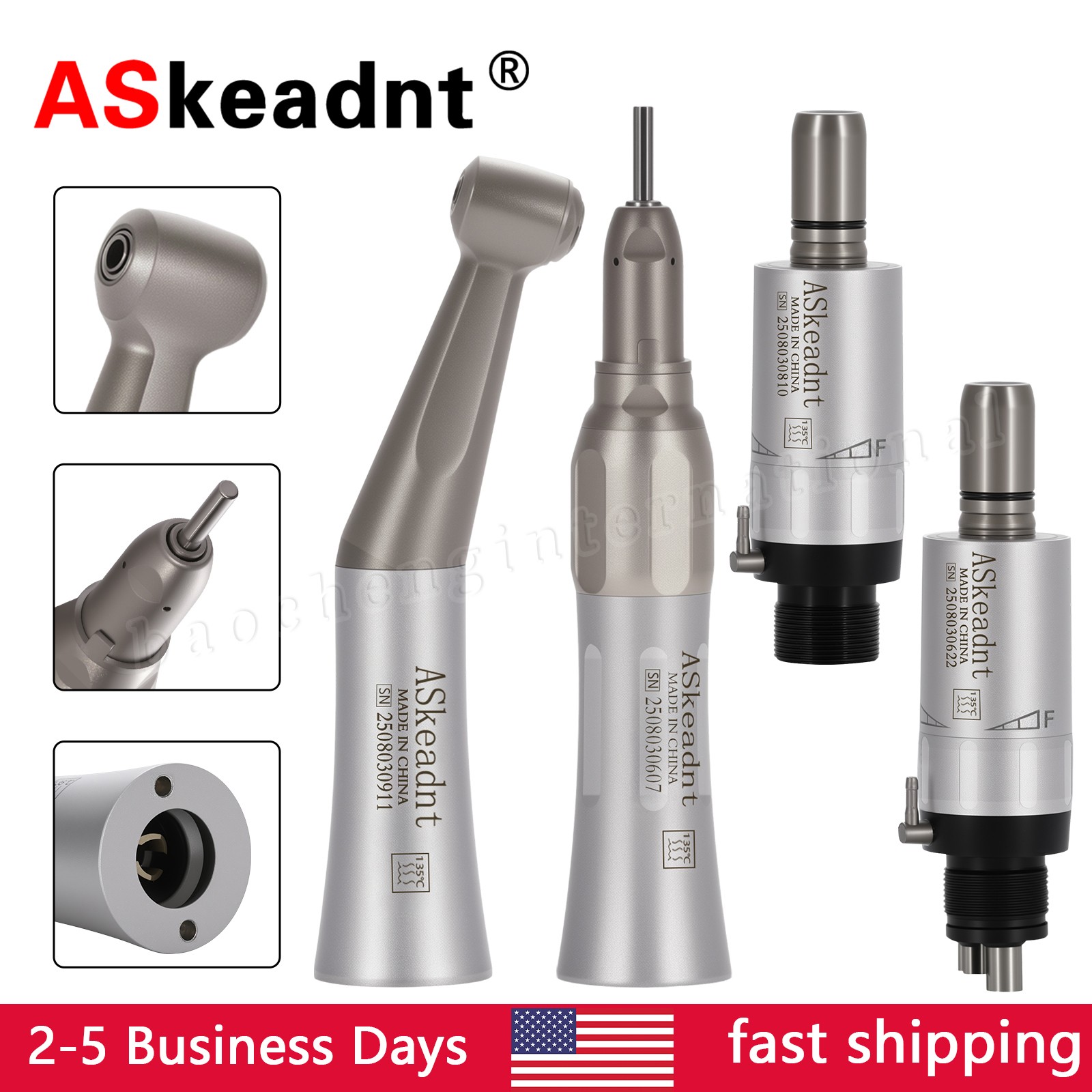 NSK Style Dental Low Speed Handpiece Contra Angle Straight Air Motor 2/4Holes