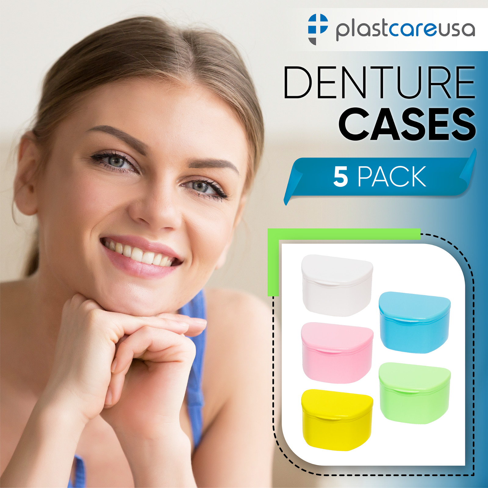 5 Pack Denture Case for Retainer, Teeth Dental Guard Container Holder Bath