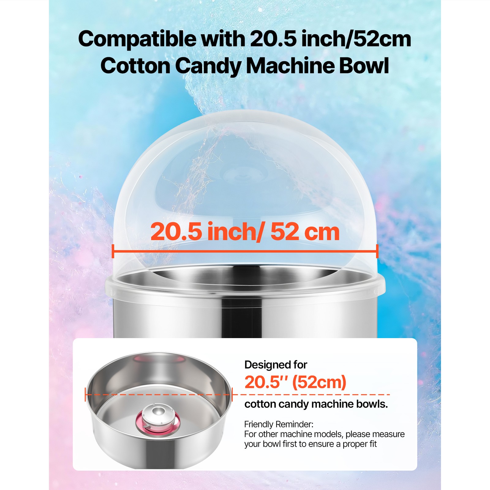 Uimoso Transparent Acrylic Dome Shield for Cotton Candy Machines