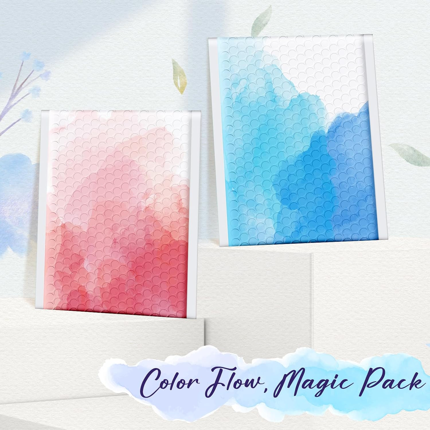 Bubble Mailers 6X10″ Blue Watercolor Small Padded Envelopes 100 Pack Usable Size