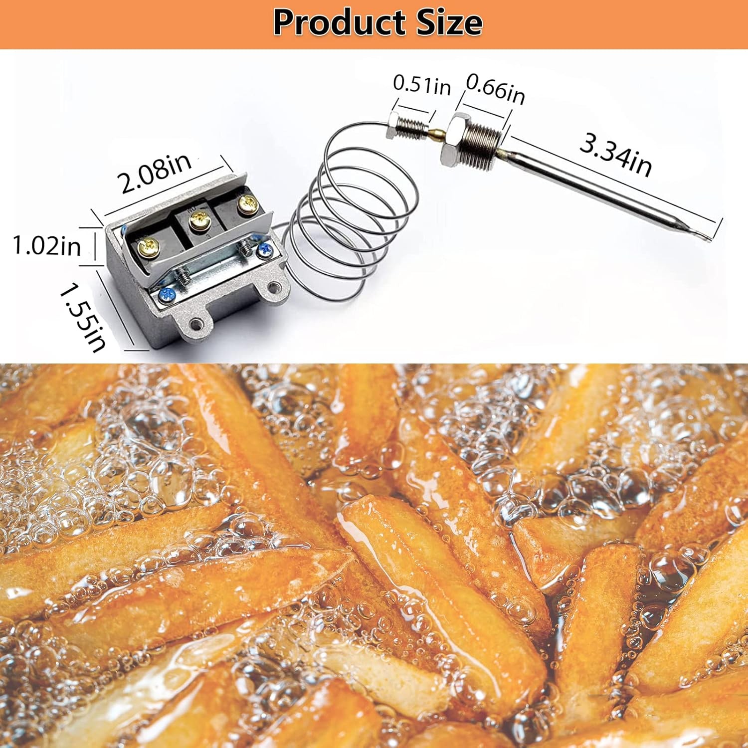 Upgraded 1177 High Limit Thermostat 450°F Gas Fryer Switch 3/8 MPT Compatible