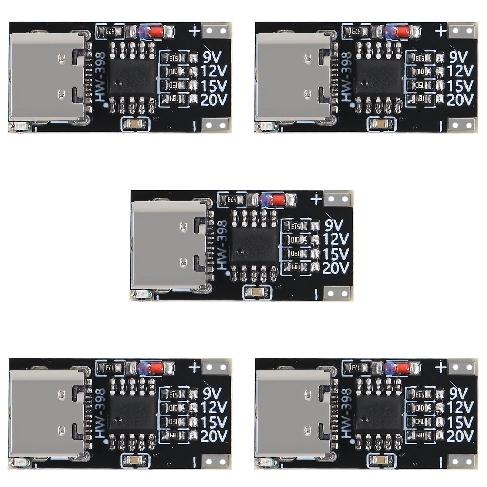 5 pcs USB-C PD Trigger Board PD/QC Fast Charger Module Supports 9V 12V 15V 20V