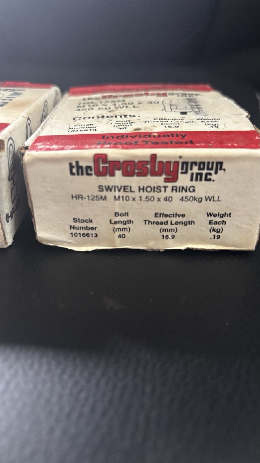 Lot 2 PCS. NIB Crosby M10 X 1.5 X 40 HR-125M Swivel Hoist Ring. Lot 2 Pieces.