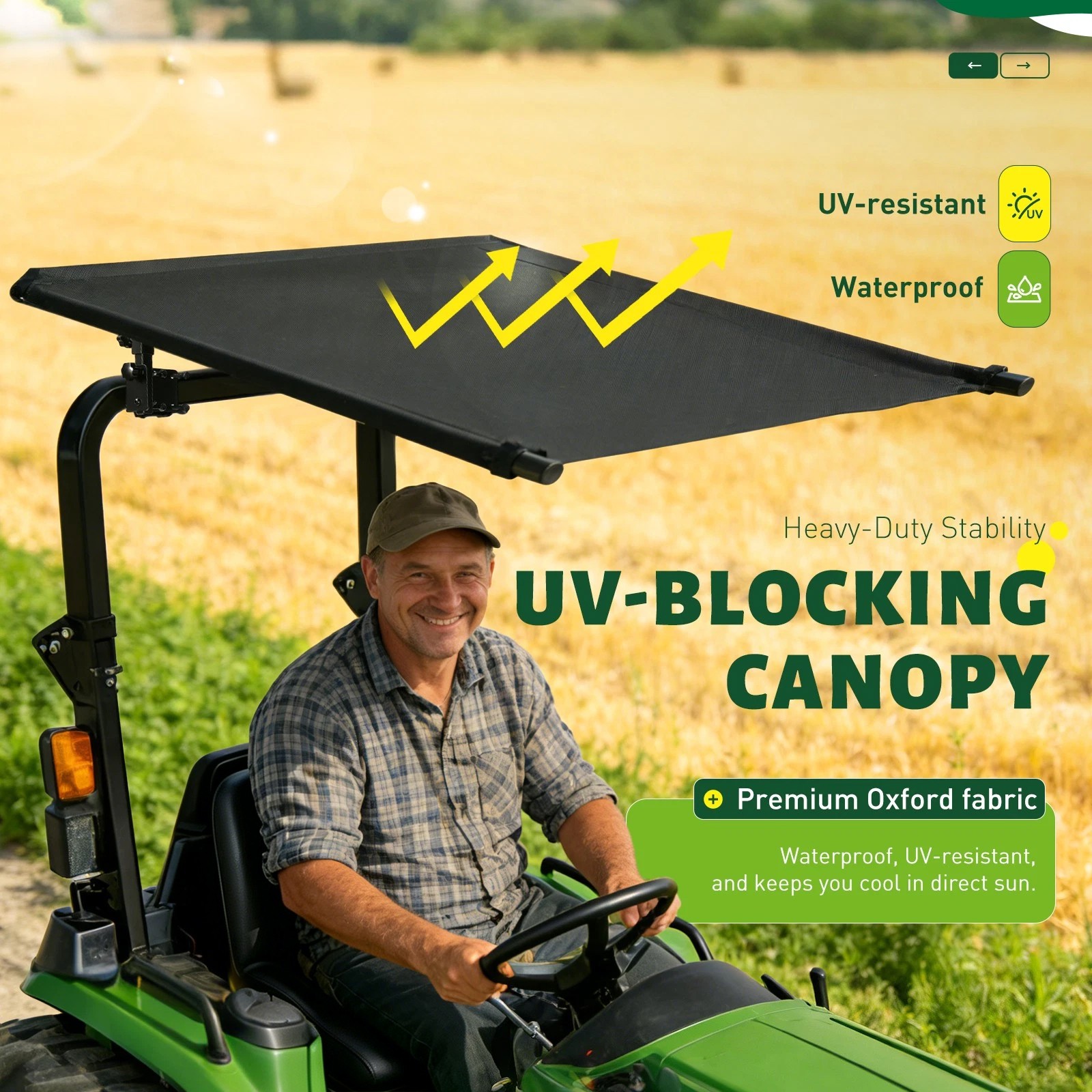 For John Deere Kubota 2″x2″ or 2″x3″ ROPS Tractor Canopy Top Mowers UV Protect