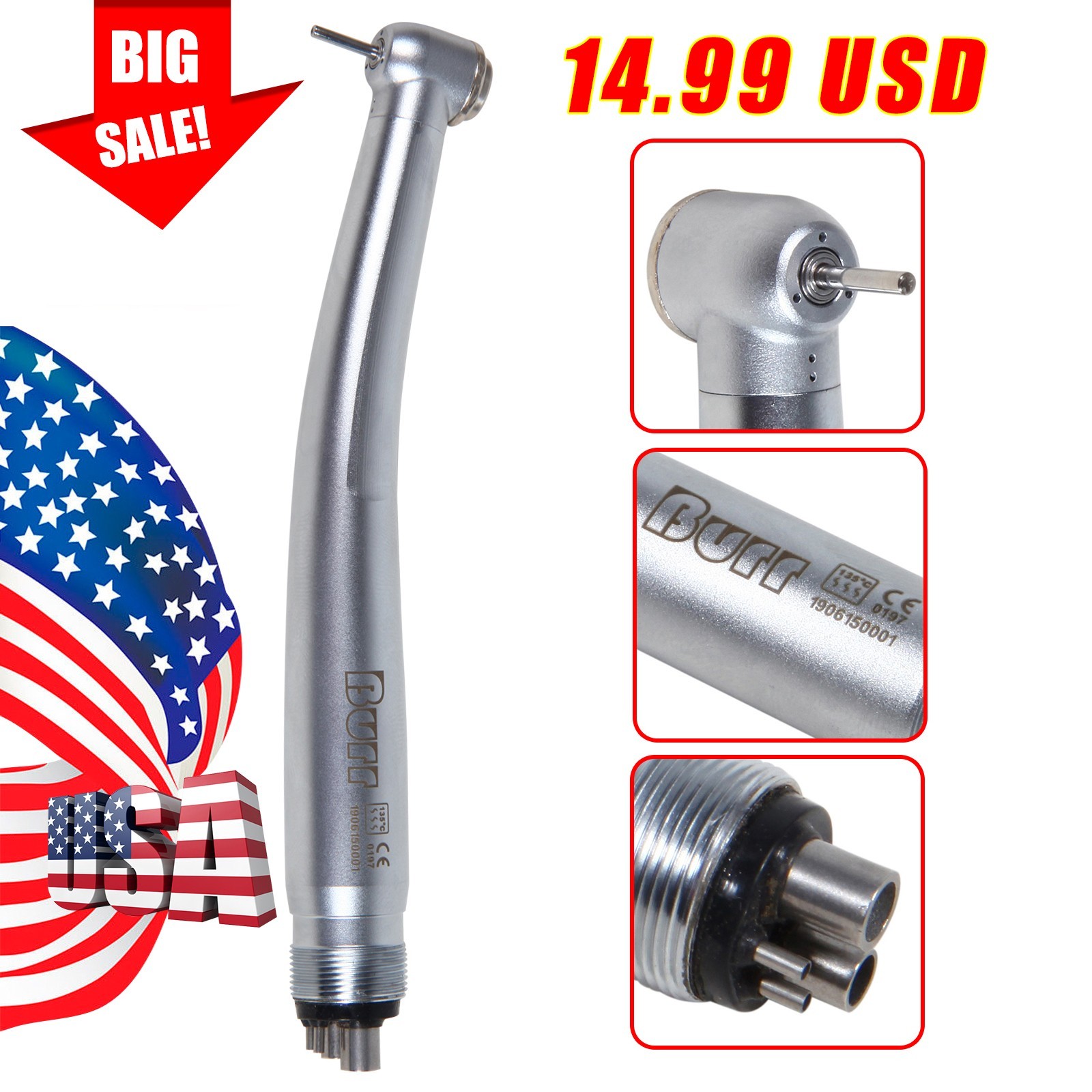 10pcs NSK PANA MAX Style Dental High Speed Handpiece Turbine Push Button 4 Hole