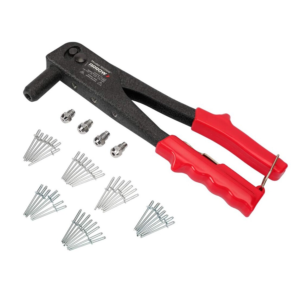 Arrow Heavy Duty Riveter Kit Professional Pop Rivet Gun with Assorted 120 Rivets