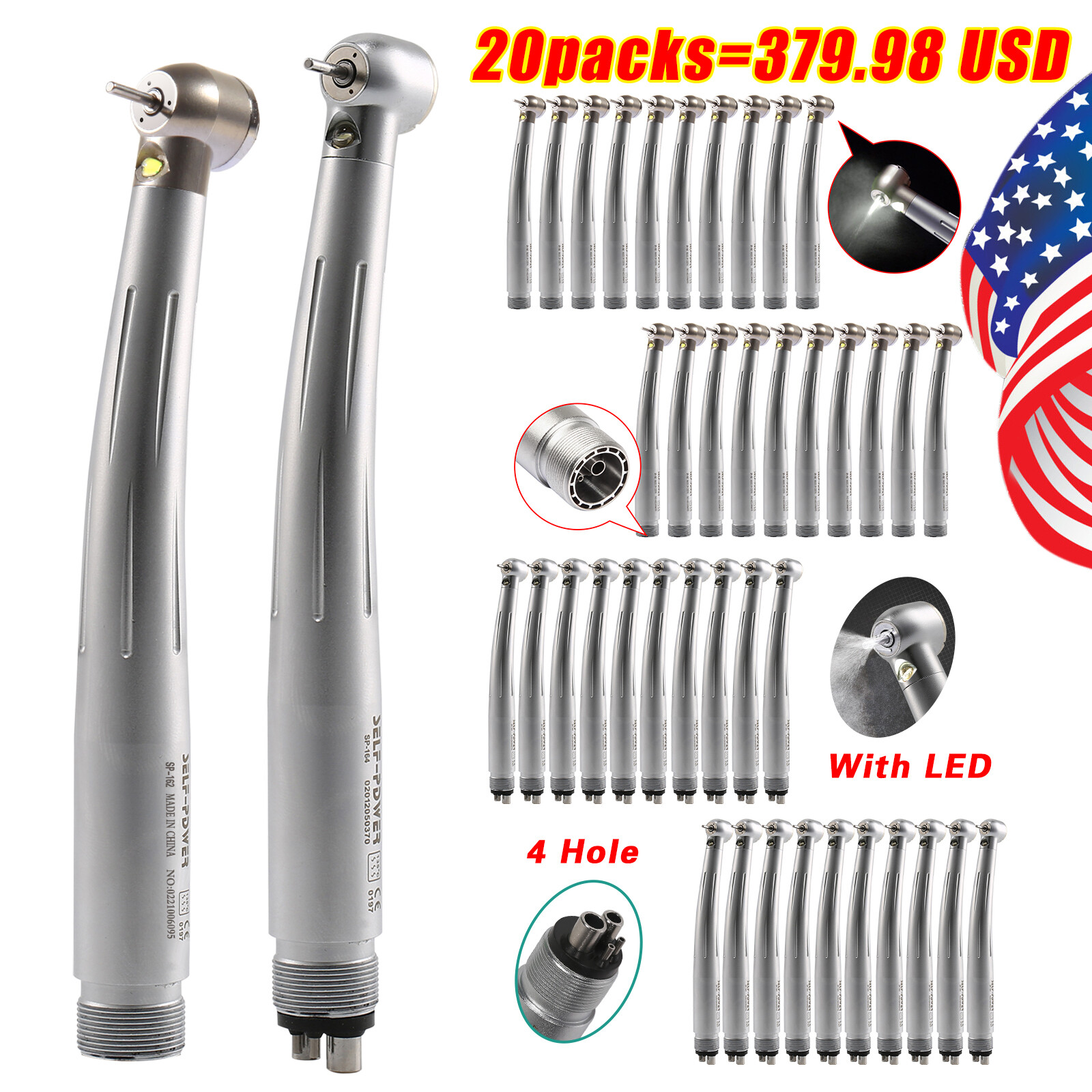 Estilo NSK Dental Pieza mano LED de alta velocidad Pana MAX EK LED 2 & 4Hole PDM