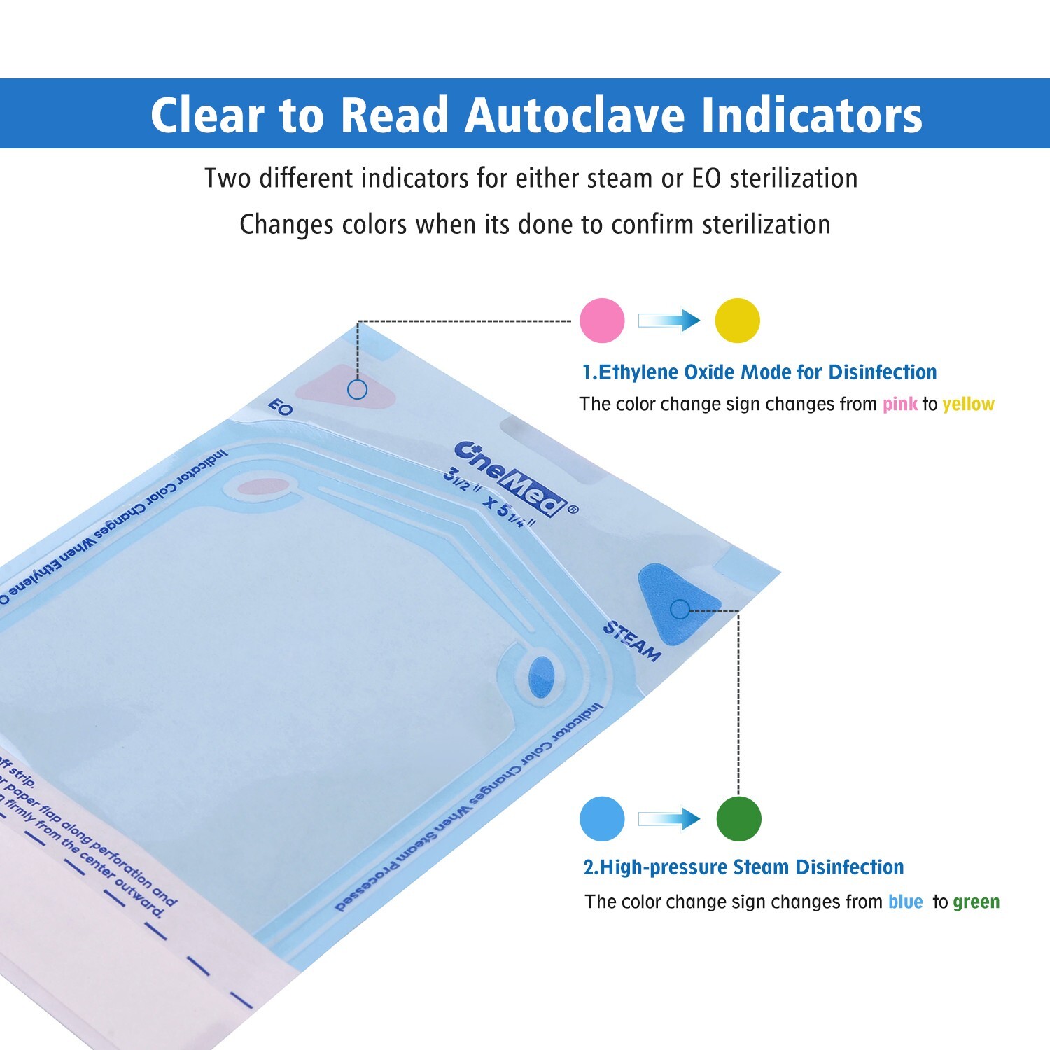 1000 OneMed Self-Sealing Sterilization Pouch 2.25″x5″Dental Medical Sterile Bags