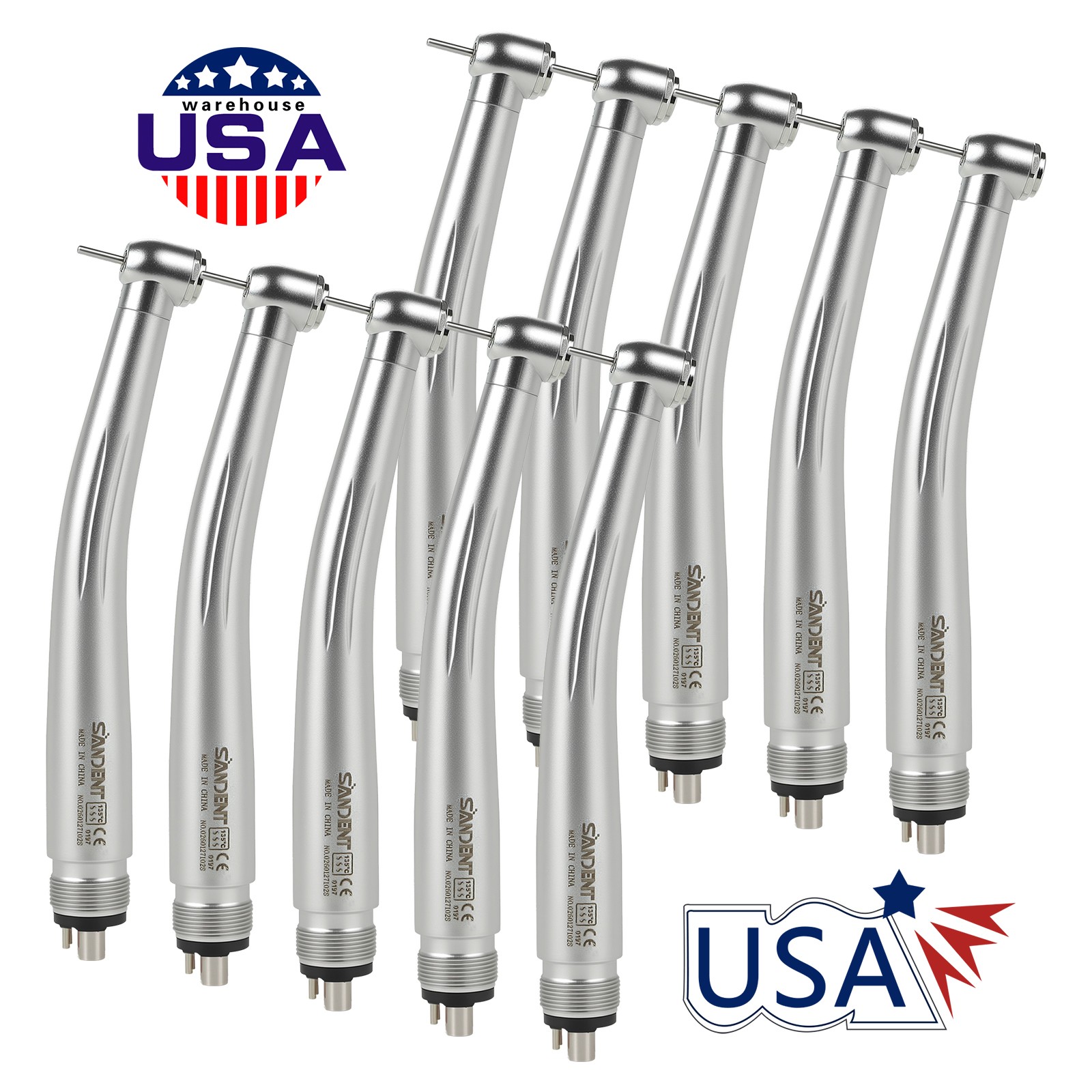 10pcs SANDENT NSK PANA MAX Style Dental High Speed Handpiece Push Button 4 Hole