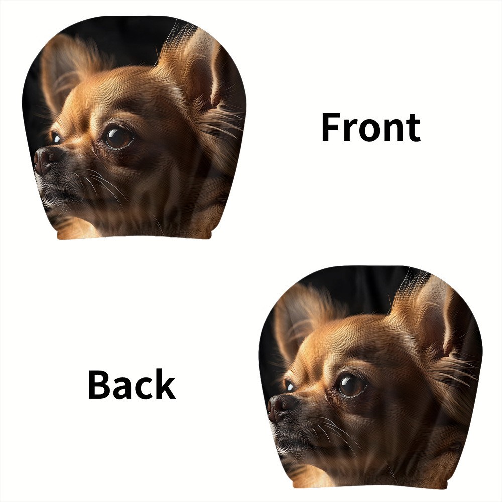 2pcs Cute Chihuahua Print Headrest Covers Interior Decor Accessory Personalize☋