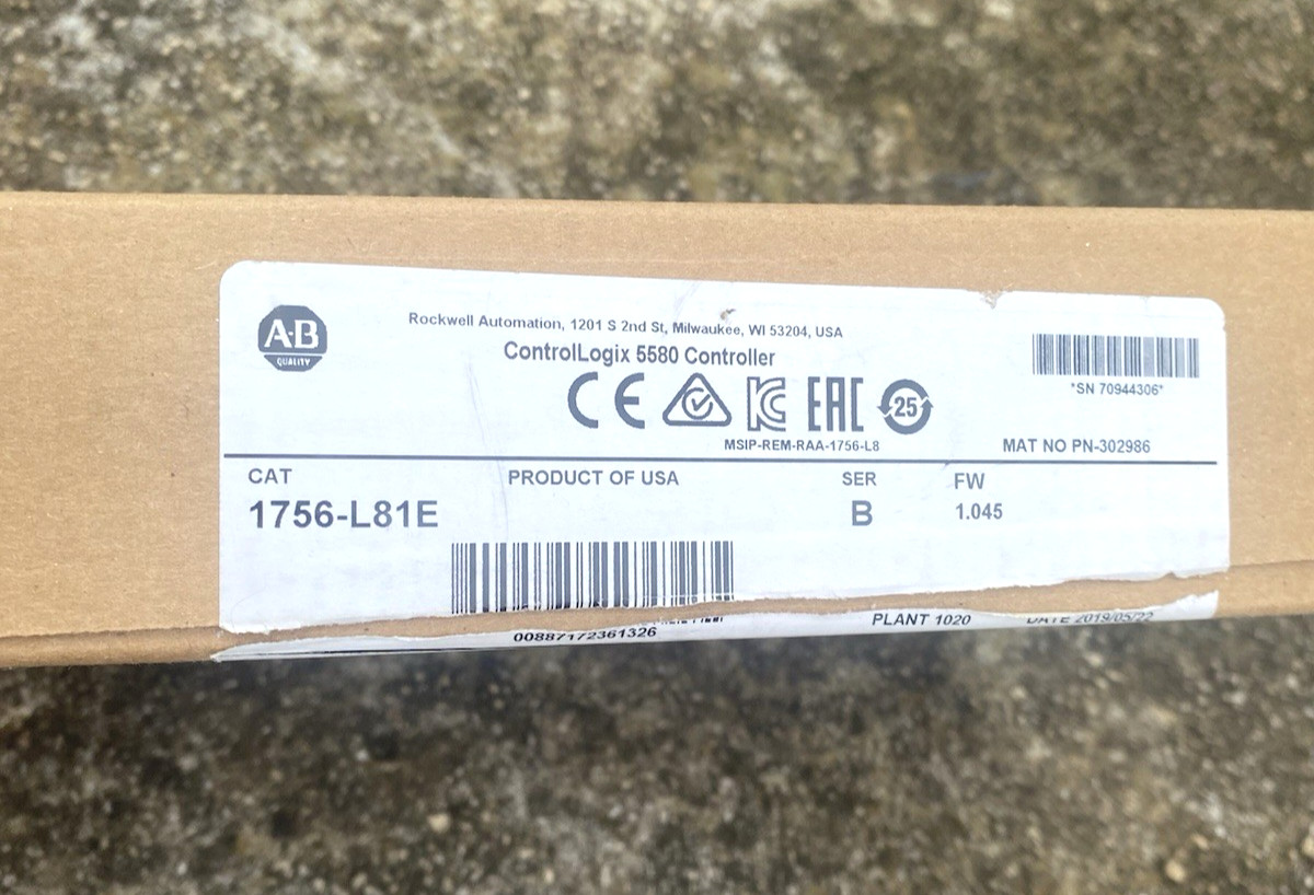 Rockwell PLC 1756-L81E ControlLogix 5580 Controller Processor 1756L81E