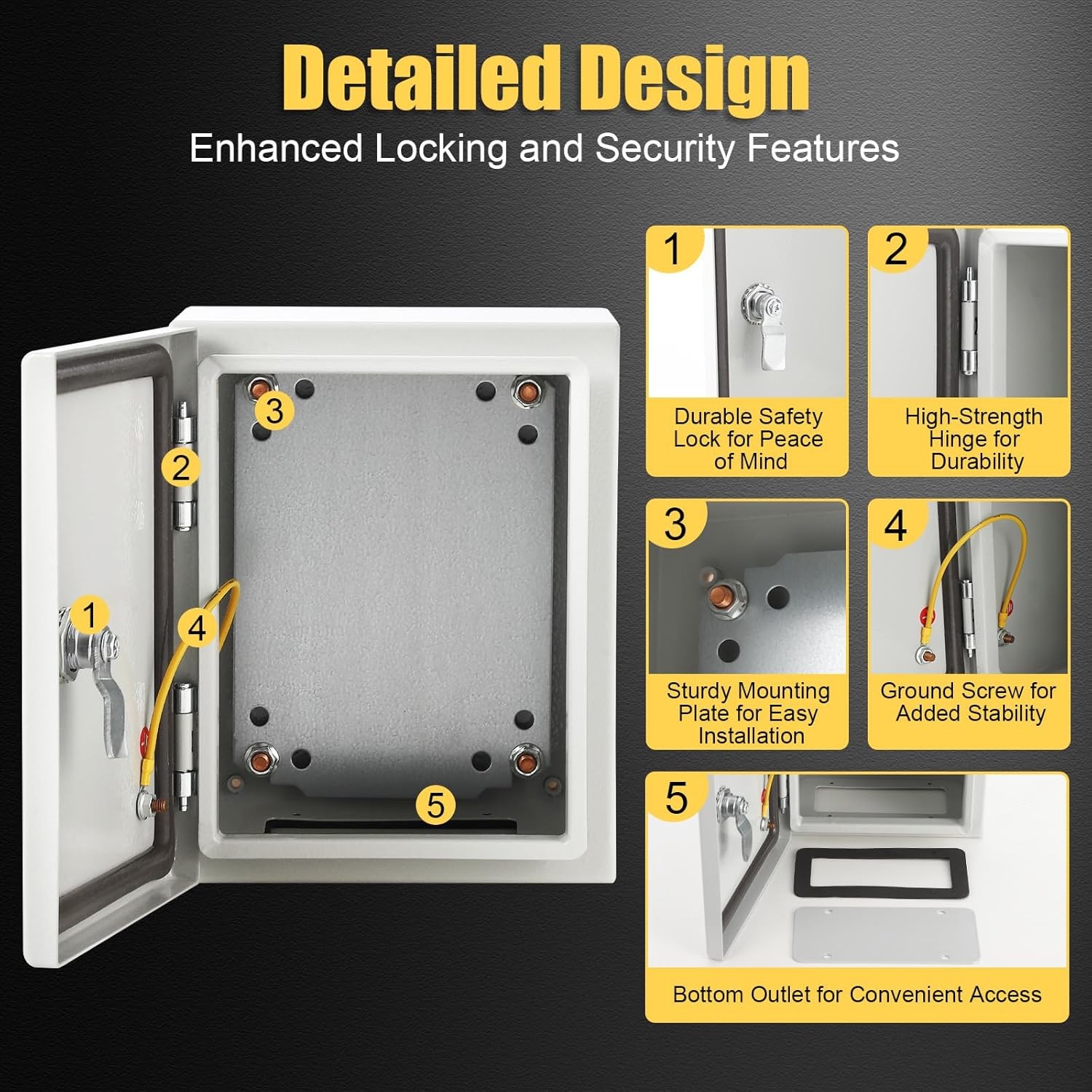 Steel Electrical Enclosure Box 12x10x6” Wall Mount Junction Outdoor Use IP66