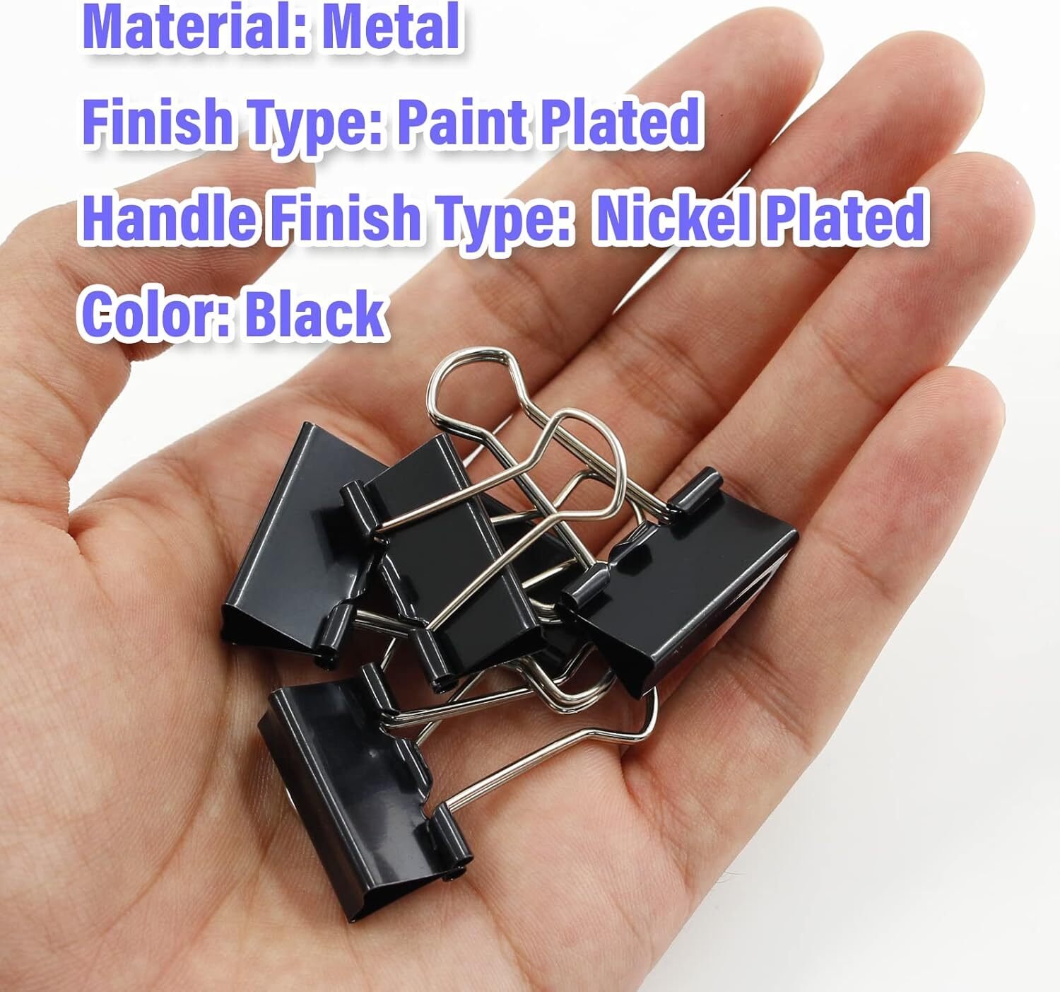 40 Pack 1 Inch / 25mm Binder Clips Black Paper Clips Medium Binder Clips Metal P