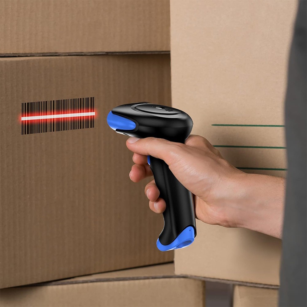 2D Bluetooth Wireless Barcode Scanner Handheld Cordless USB QR Code Reader Blue