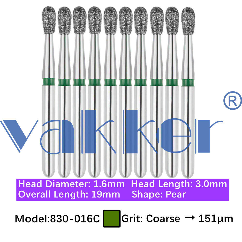 10pc Dental FG Diamond Burs for High Speed Handpiece Barrel Wheel Pear Shape