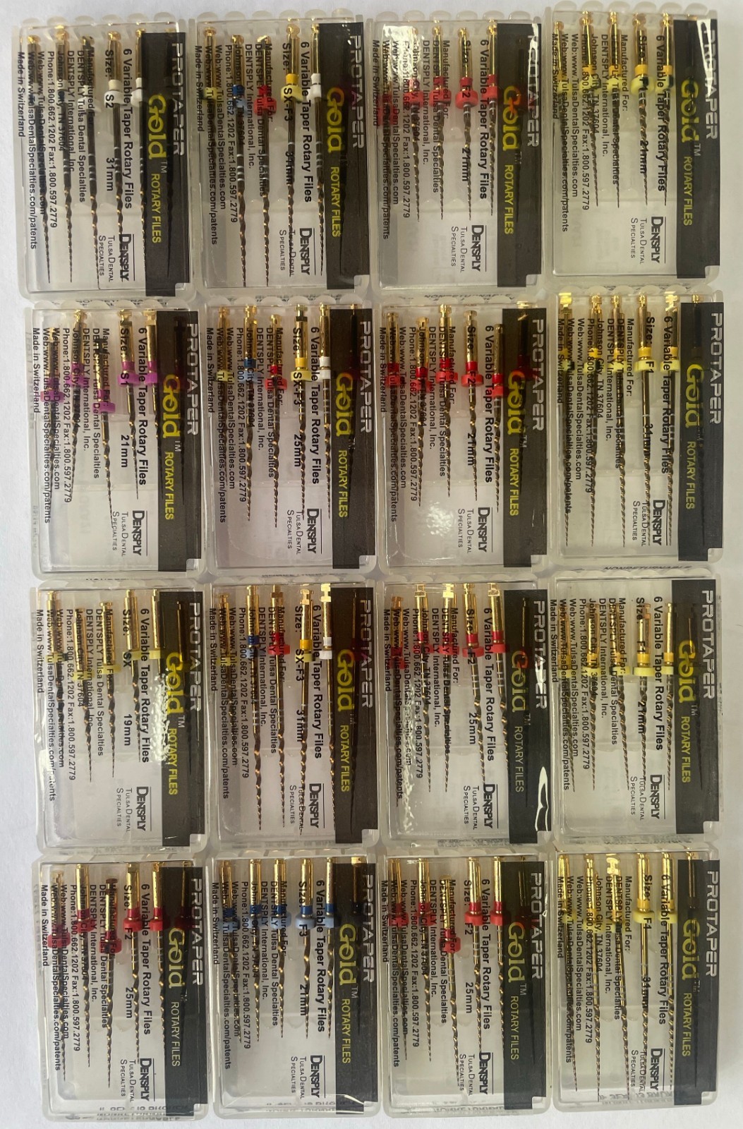 Dentsply Protaper Gold Rotary Files Tulsa Assorted Endodontics 21mm/25mm/31mm