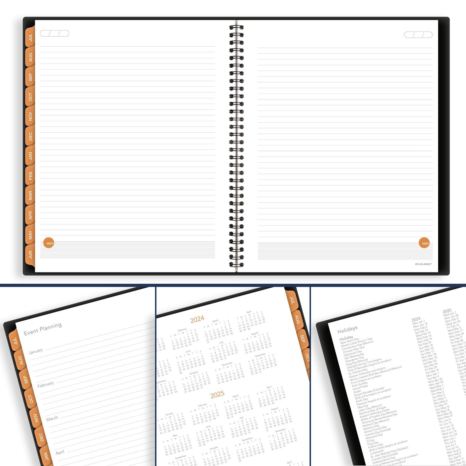 AT A GLANCE Academic Planner 2025-2026 Spiral Bound Weekly Monthly Organizer …