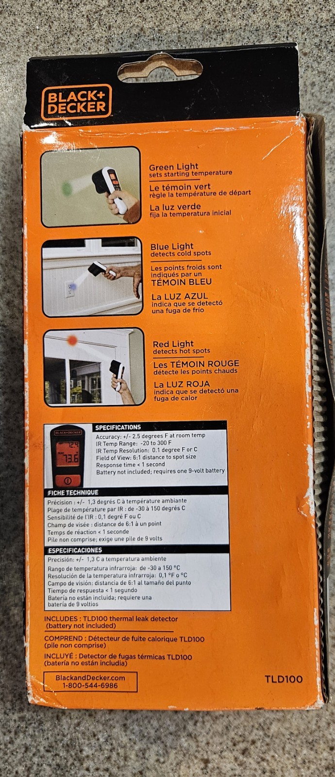 Black & Decker Handheld Thermal Leak Detector TLD100 Tested New