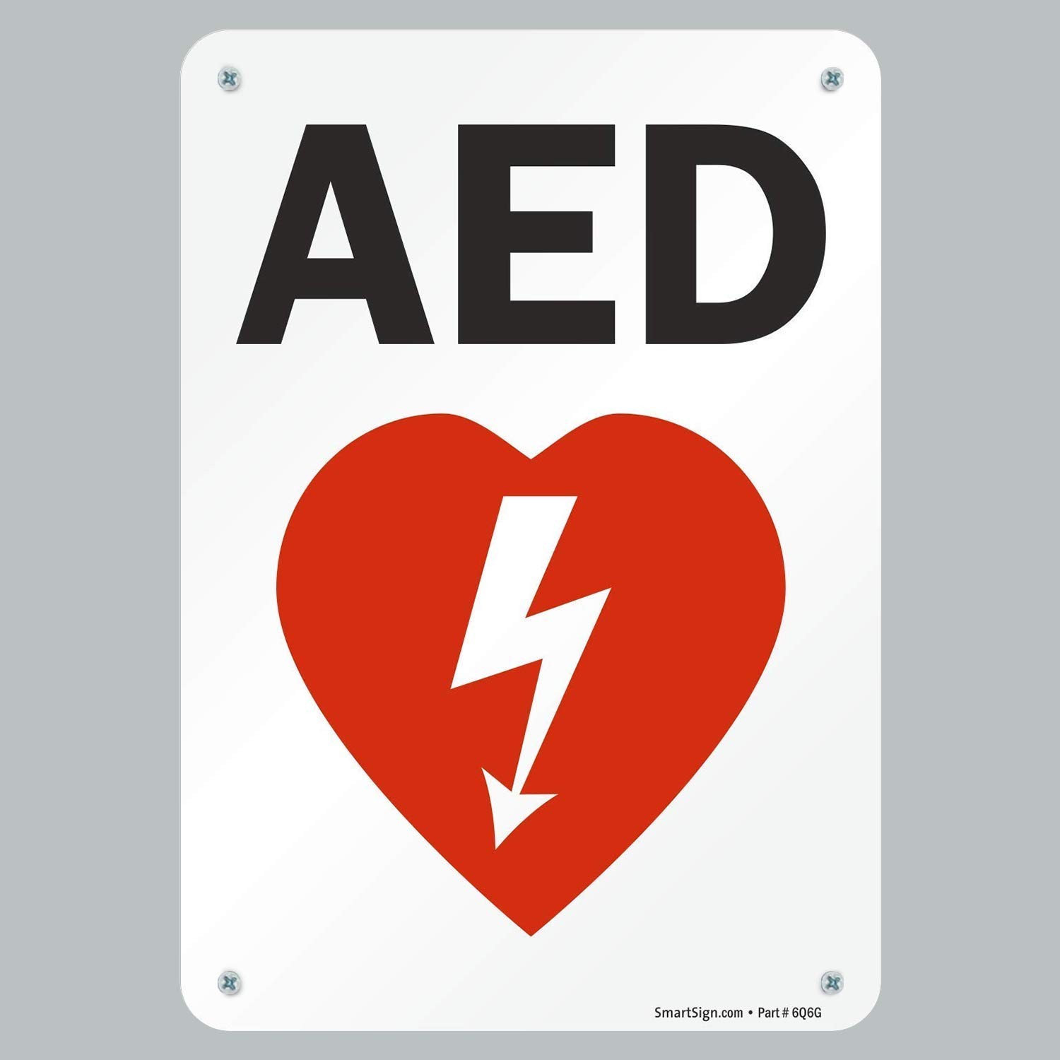 AED Defibrillator Sign 7″ x 10″ Plastic Emergency Wall Location Sign 7×10