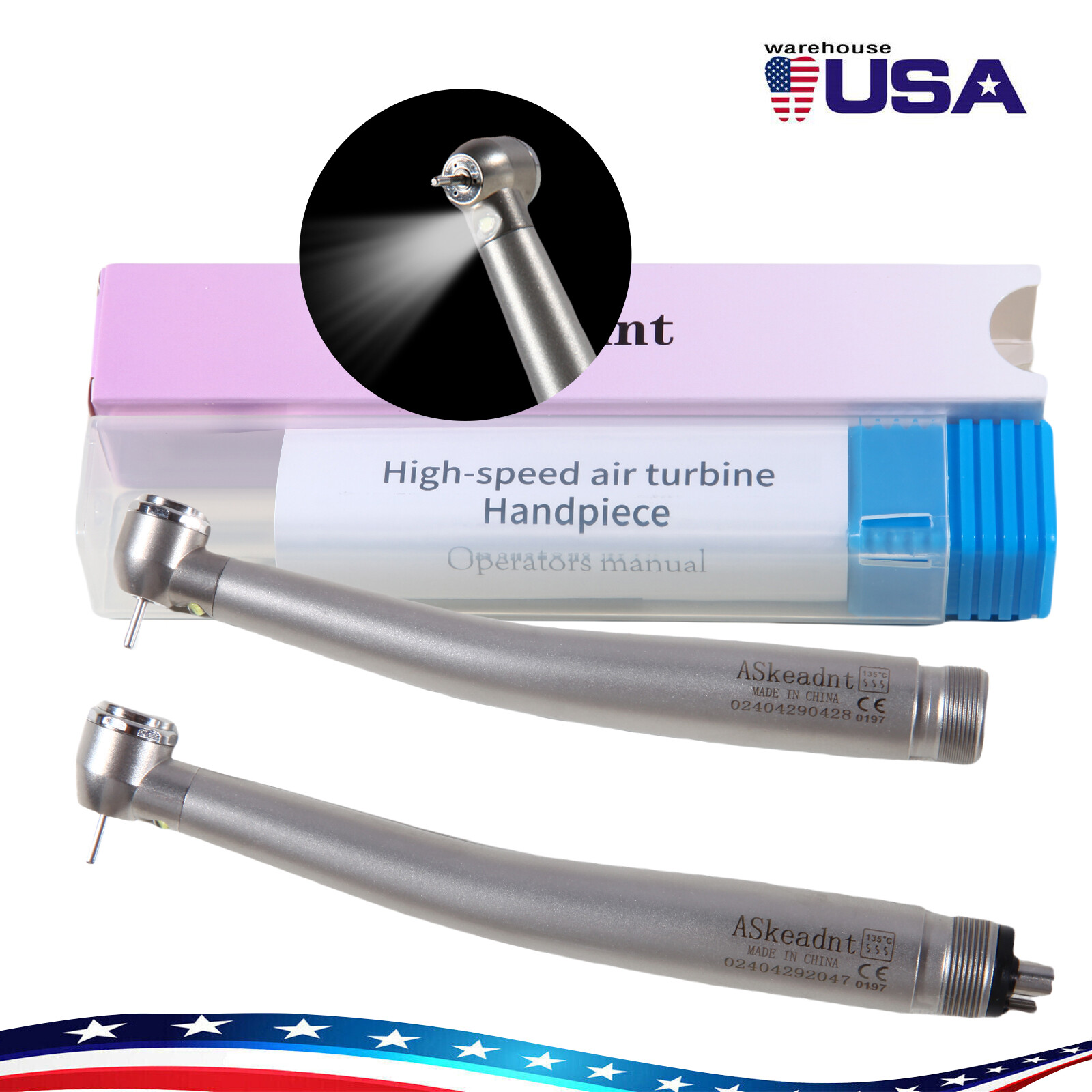 Pieza de mano LED turbina alta velocidad fibra óptica dental estilo NSK 2/4 Hole