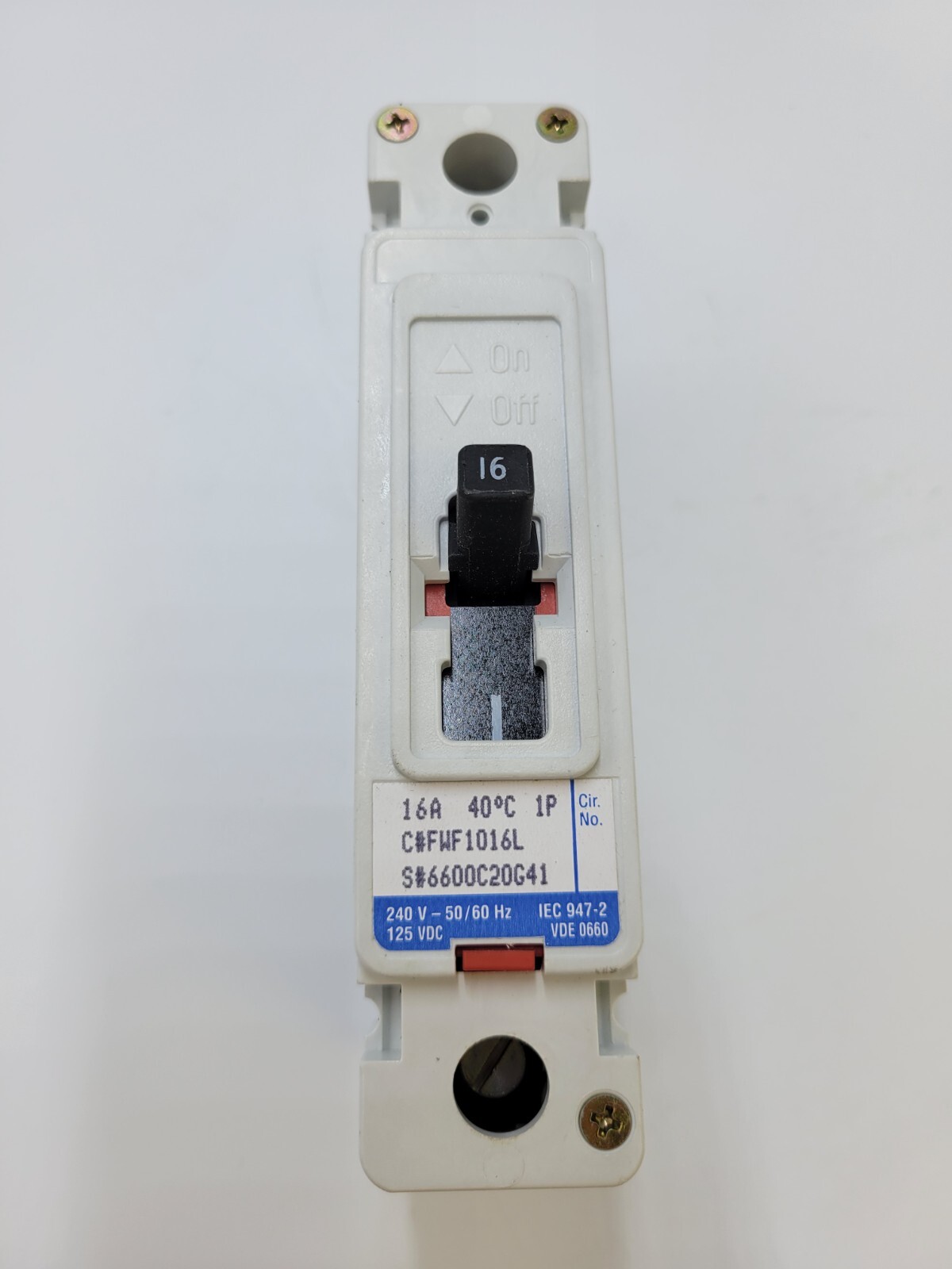 Cutler-Hammer FWF1016L Circuit Breaker 16A 1P 240V 1PH FW40k 16 Amp 1 Pole NOS