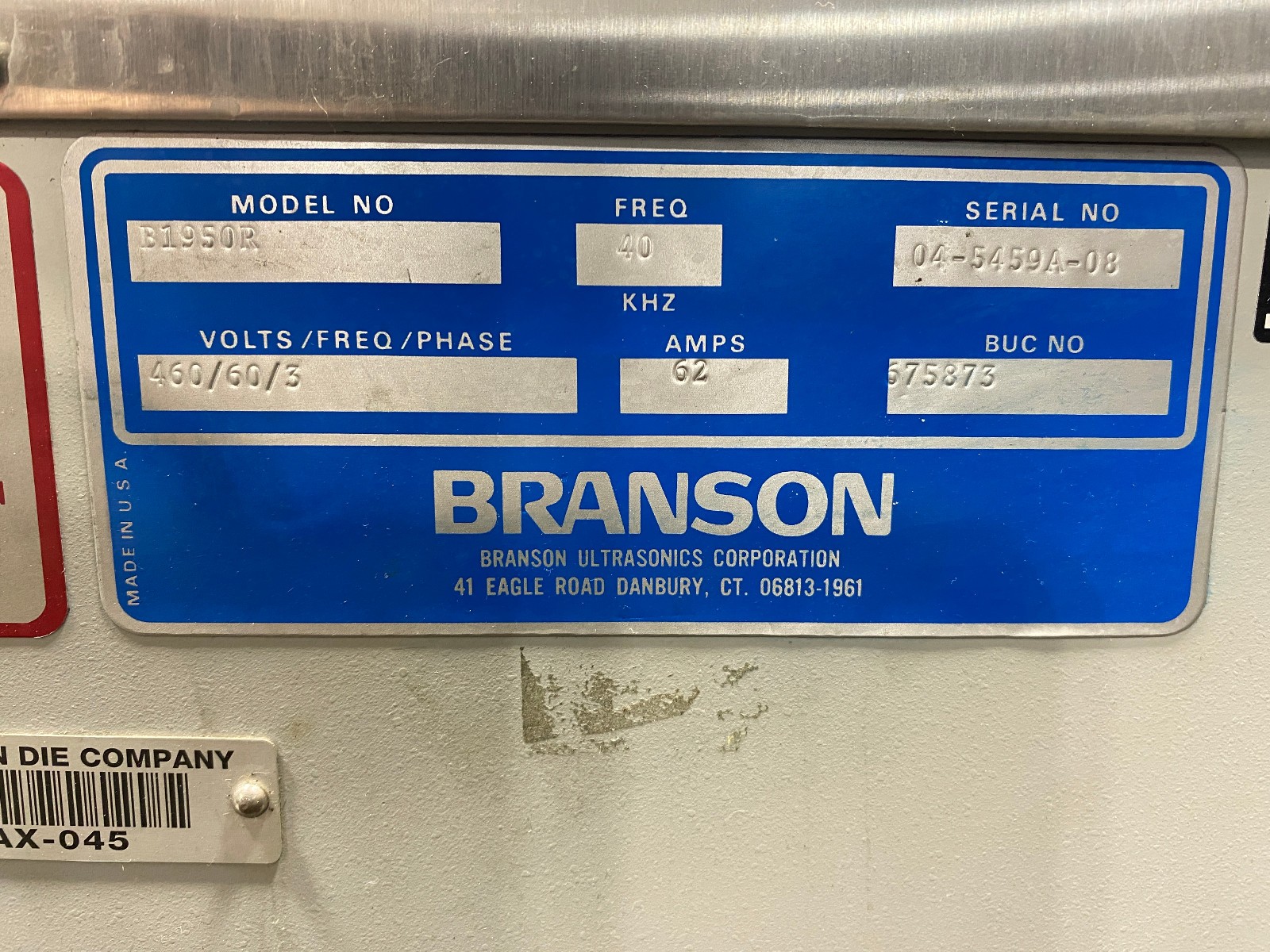 Branson Ultrasonic 1950R Ultrasonic Vapor Degreaser And TDR Lift
