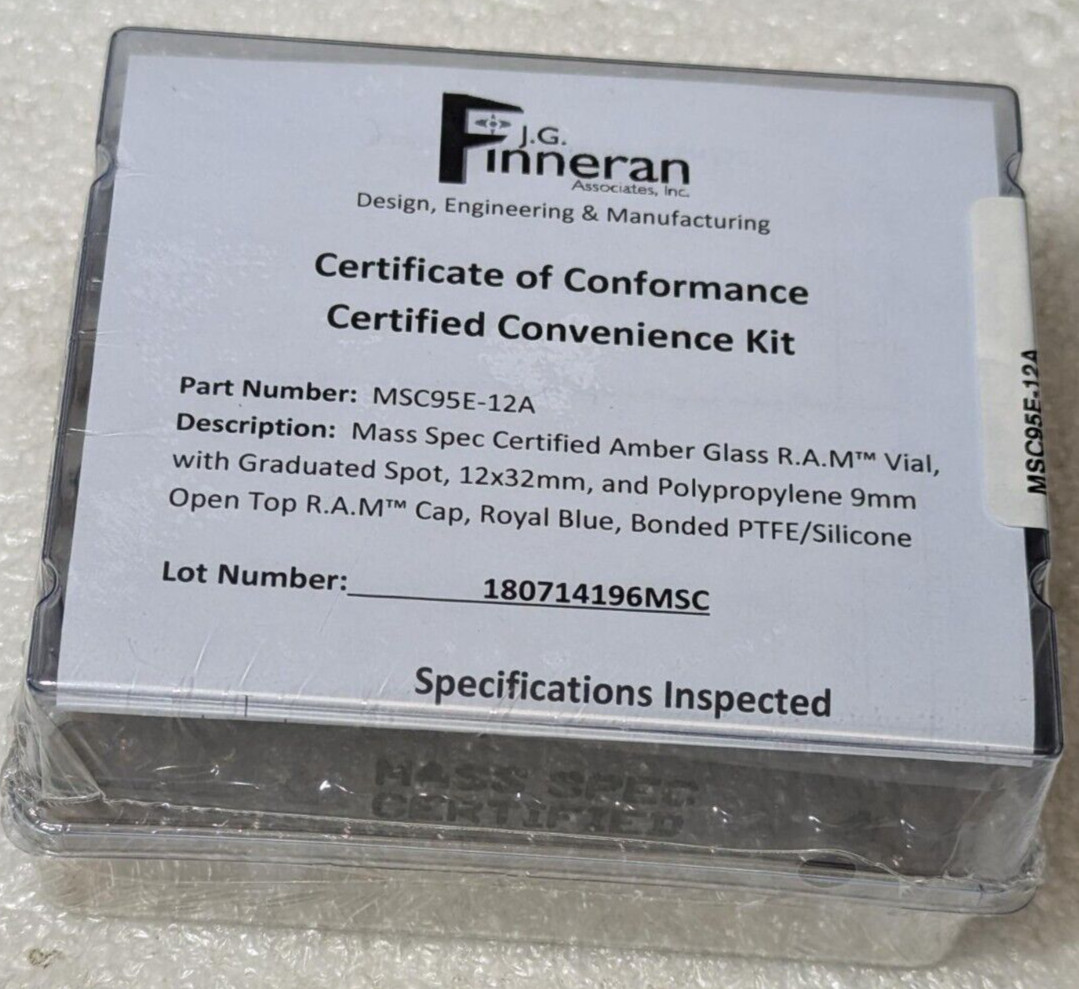 Finneran MSC95E-12A Amber glass Vial 1-80714196MSC MS cert 9mm 100/pack
