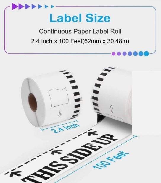 Prinko-Compatible DK-205 DK-2205 Continuous Paper Labels (2.4 Inch x 100 Feet)