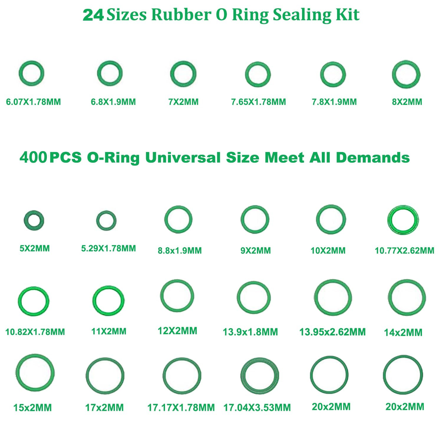 A/C O Ring Kit, 400PCS O Ring Assortment Kit, 120PCS AC Seal Kit, AC Valve Core