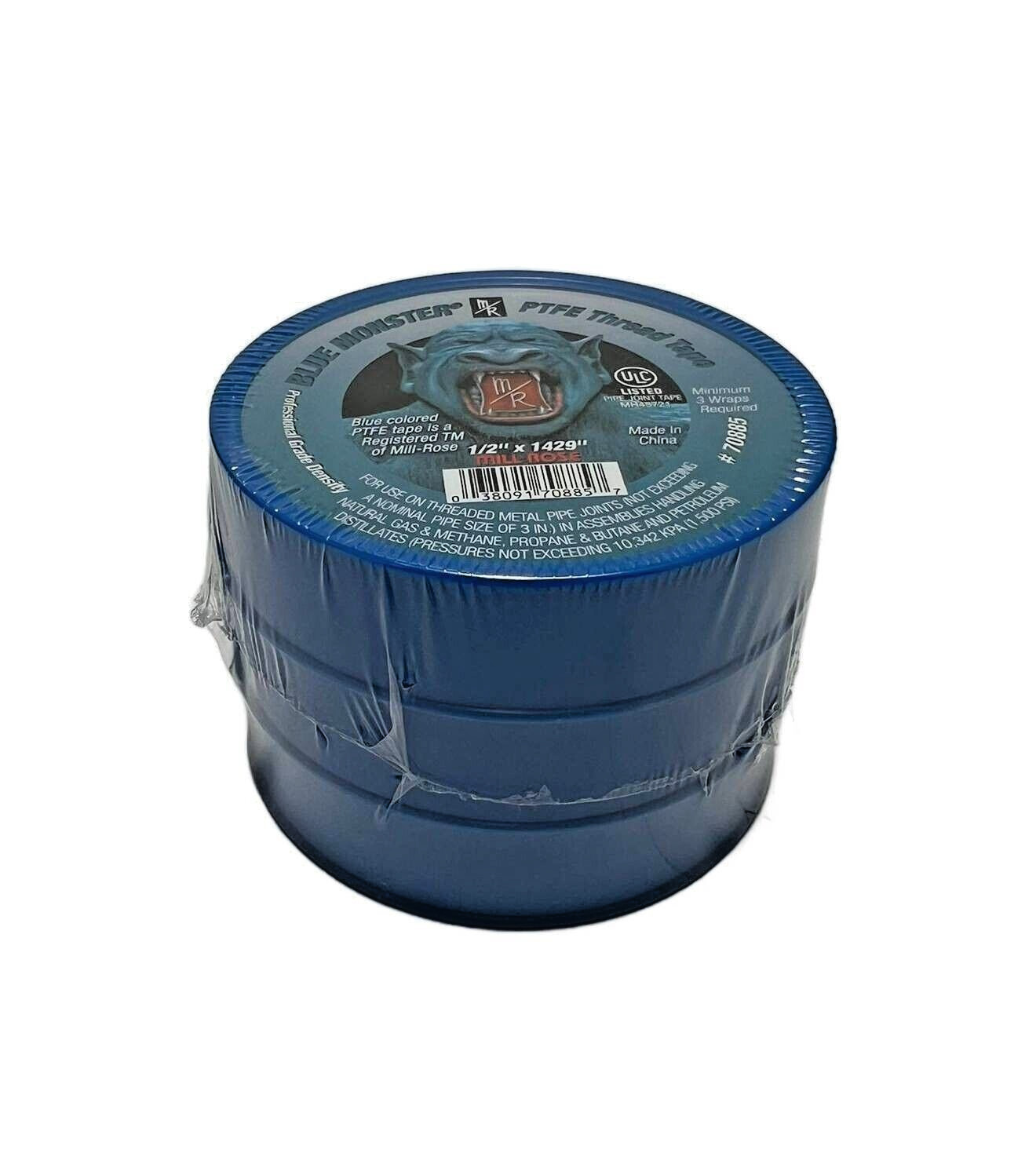 Blue Monster 70885 PTFE Teflon Thread Tape 1/2″ x 1429″ (Pack of 3)