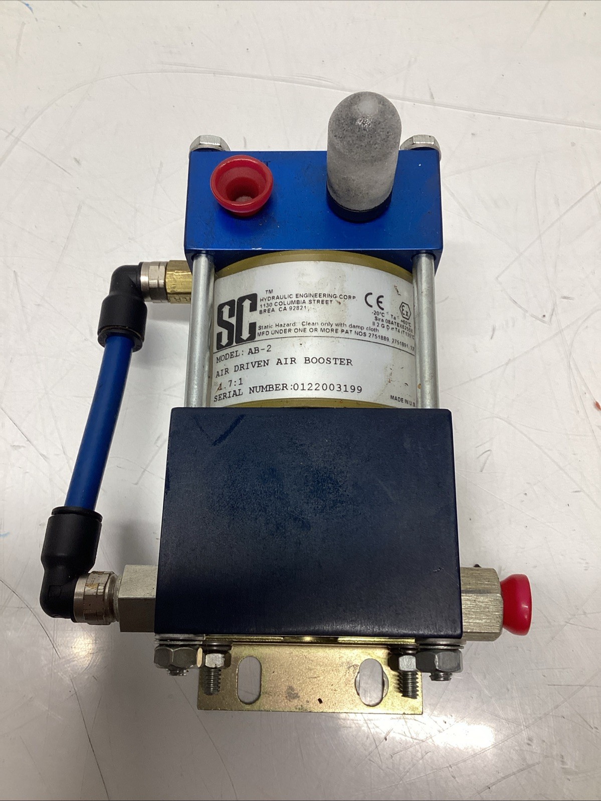 SC Hydraulic AB-2 Air Driven Air Booster 1.7:1 Ratio USA Q-751