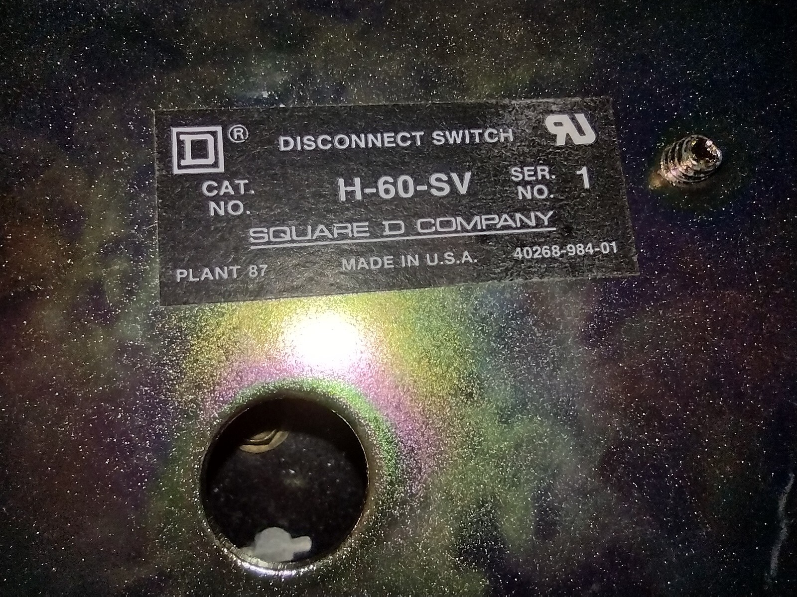 Crouse-Hinds NST1018F D Krydon Enclosed Safety Switch, w/Square D H-60-SV 60A