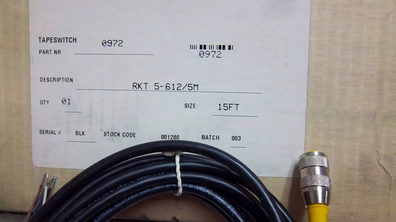 LUMBERG BLACK CORDSET RKT 5-612/5M 15FT NEW RKT56125M