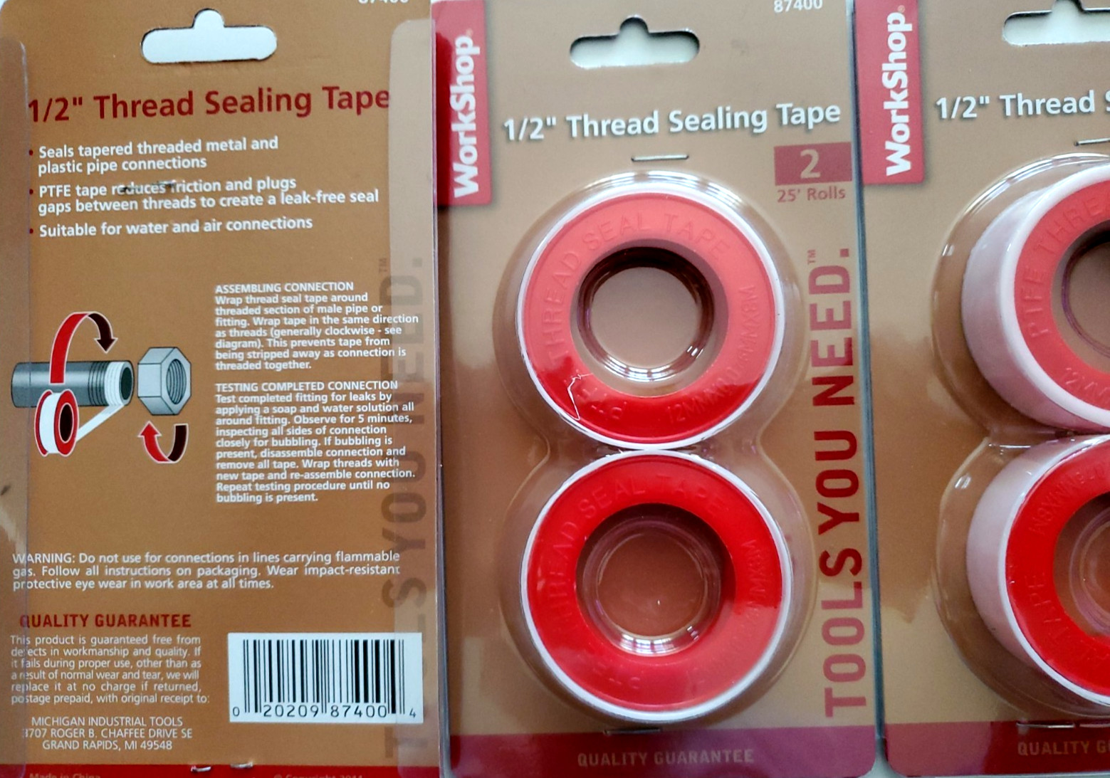 Thread SealingTape PTFE 1/2″ 6ct WORKSHOP 25ft each total 150ft